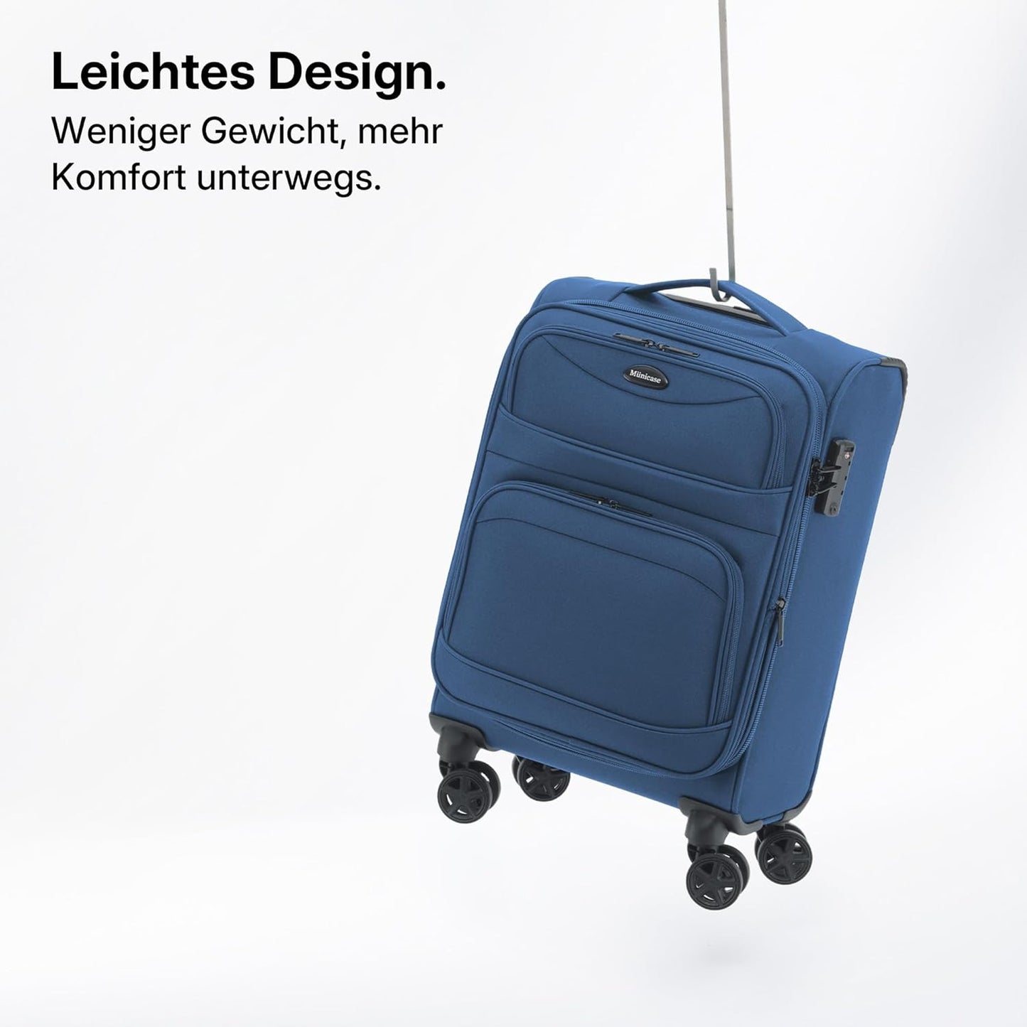Erweiterbarer Stoffkoffer, Dunkelblau Koffer M (55 cm) erweiterbar