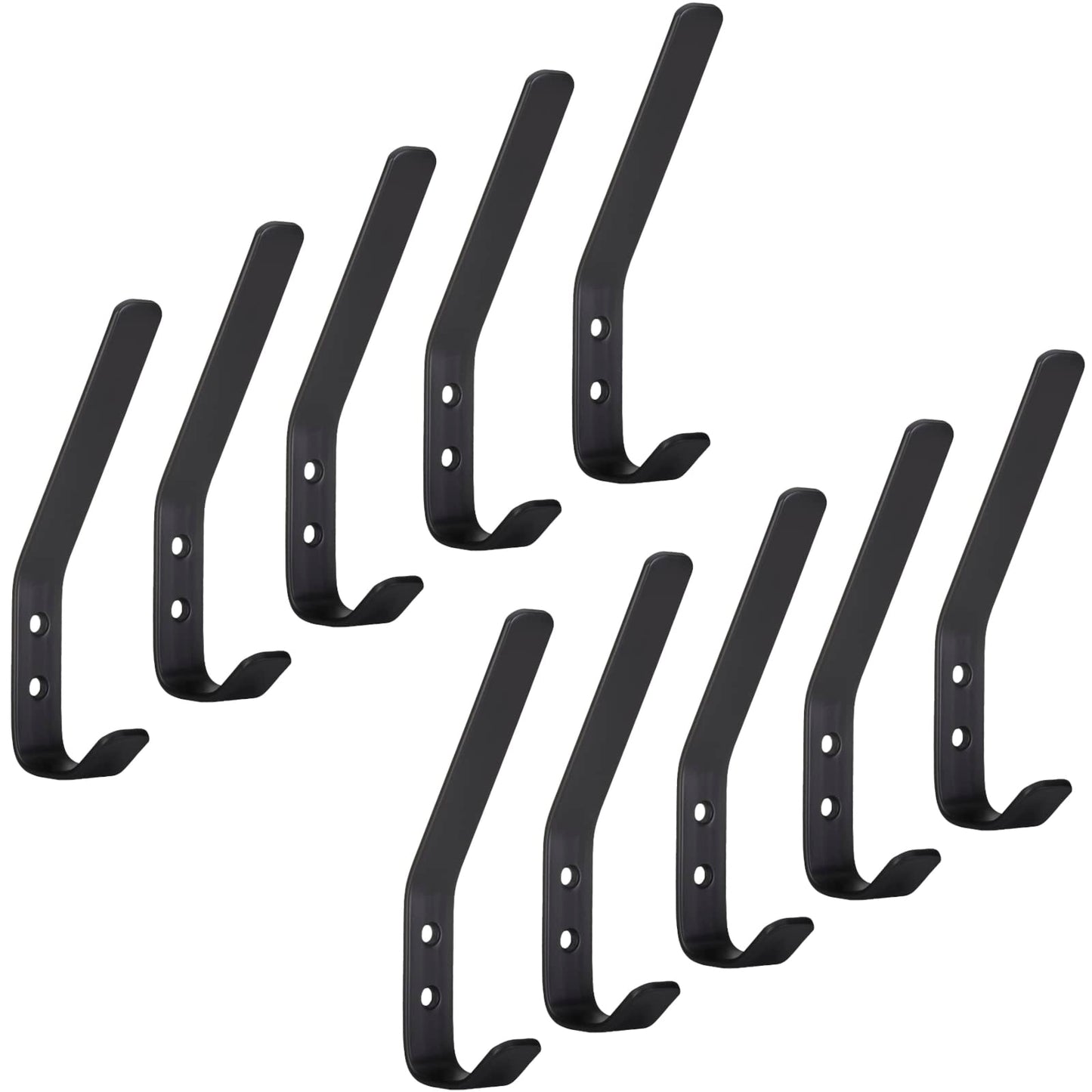 10 Stück Kleiderhaken, 10 x Haken gross Edelstahl Schwarz Matt