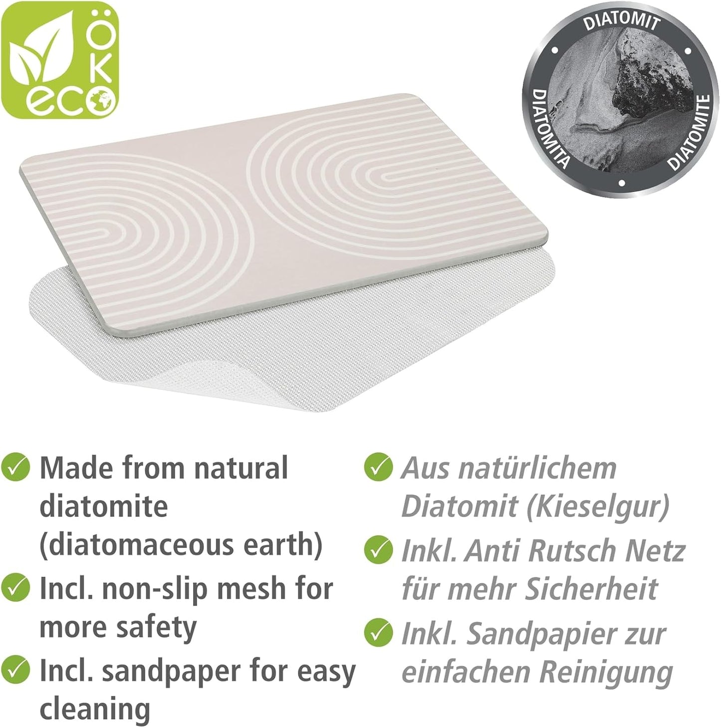Badematte Nazca, rutschfest & schnelltrocknend, Beige Nazca