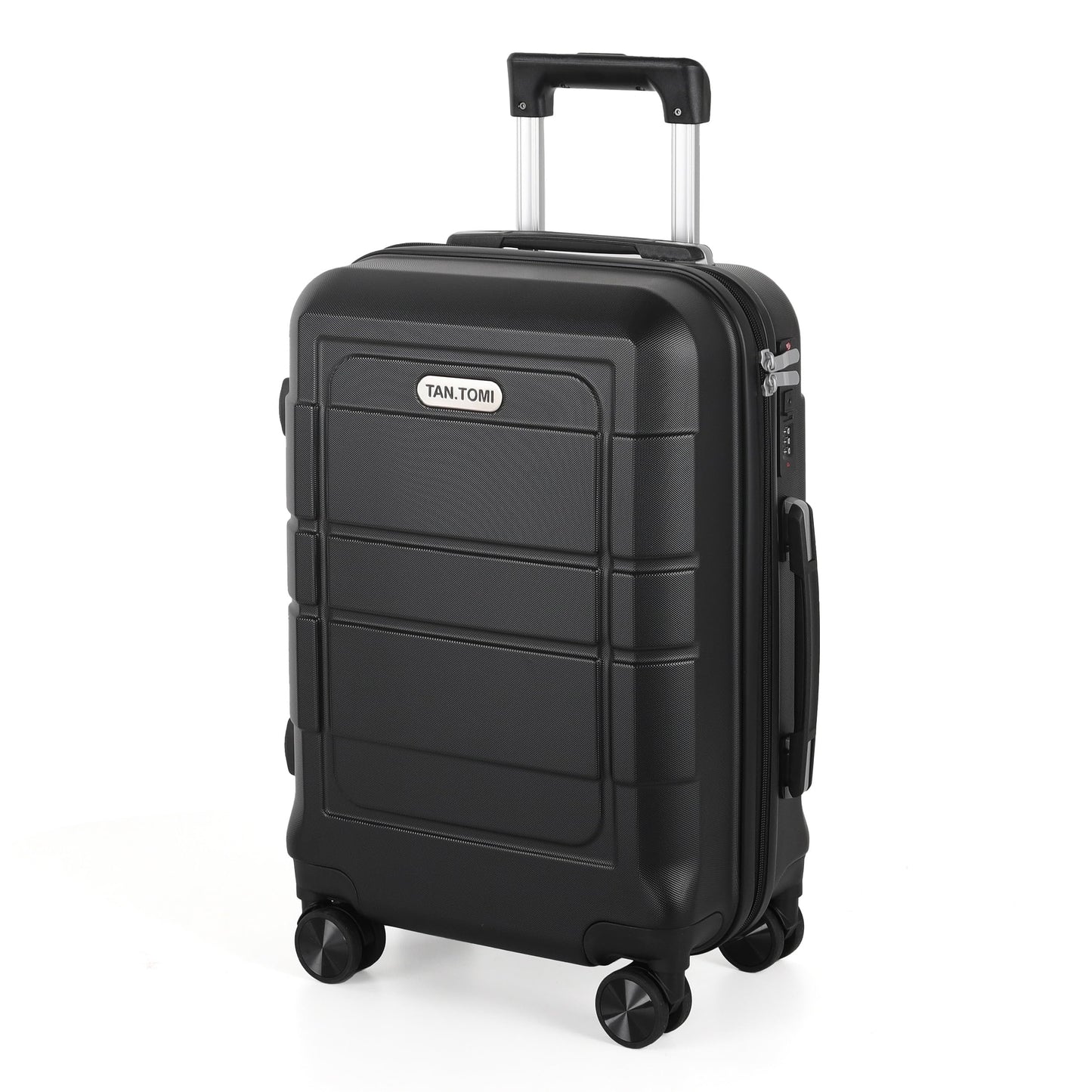 Handgepäck Trolley-Koffer mit Zahlenschloss (56cm), Schwarz 20 Inch (Medium)