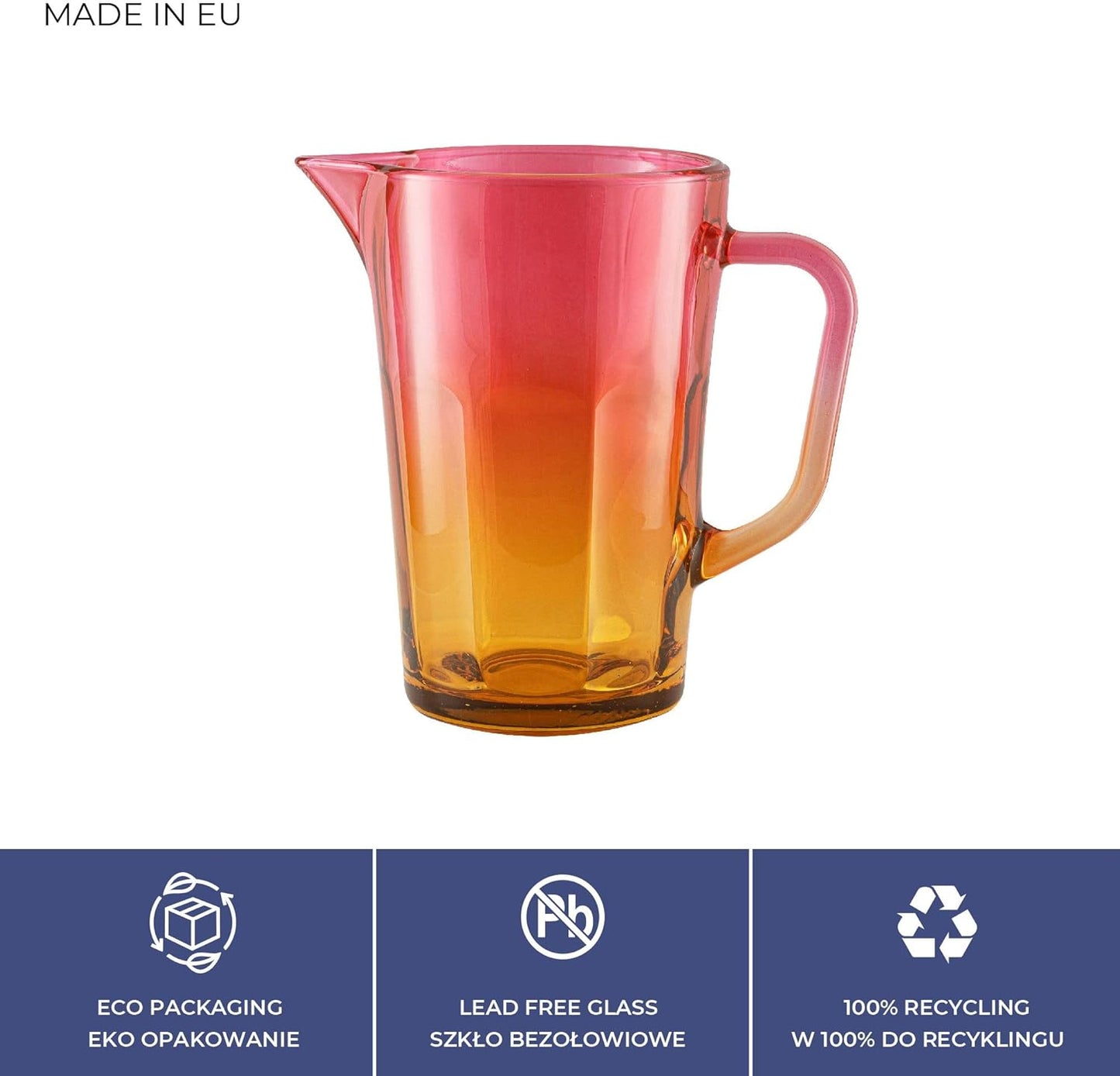 Gigi Magical Sunrise Wasserkaraffe mit Griff, Orange Rosa
