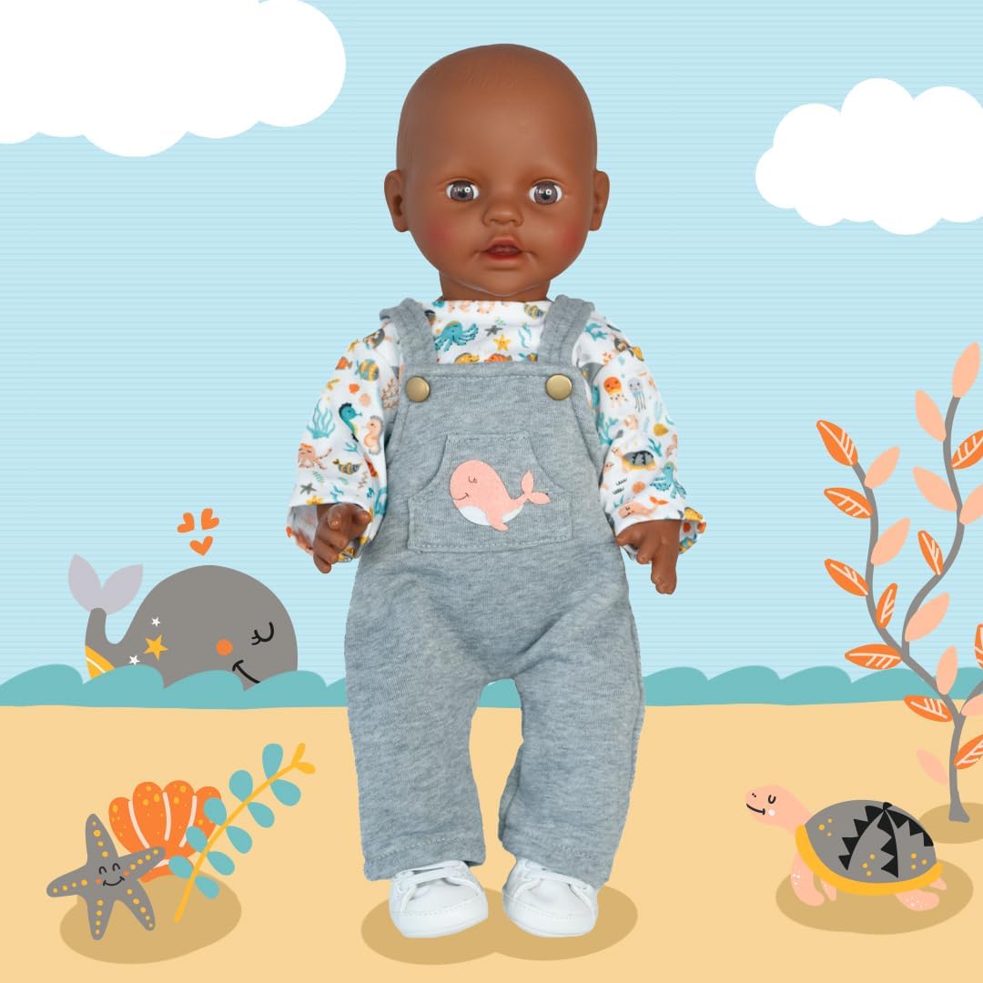 Puppenkleidung Set mit Latzhose & T-Shirt (2-teilig)