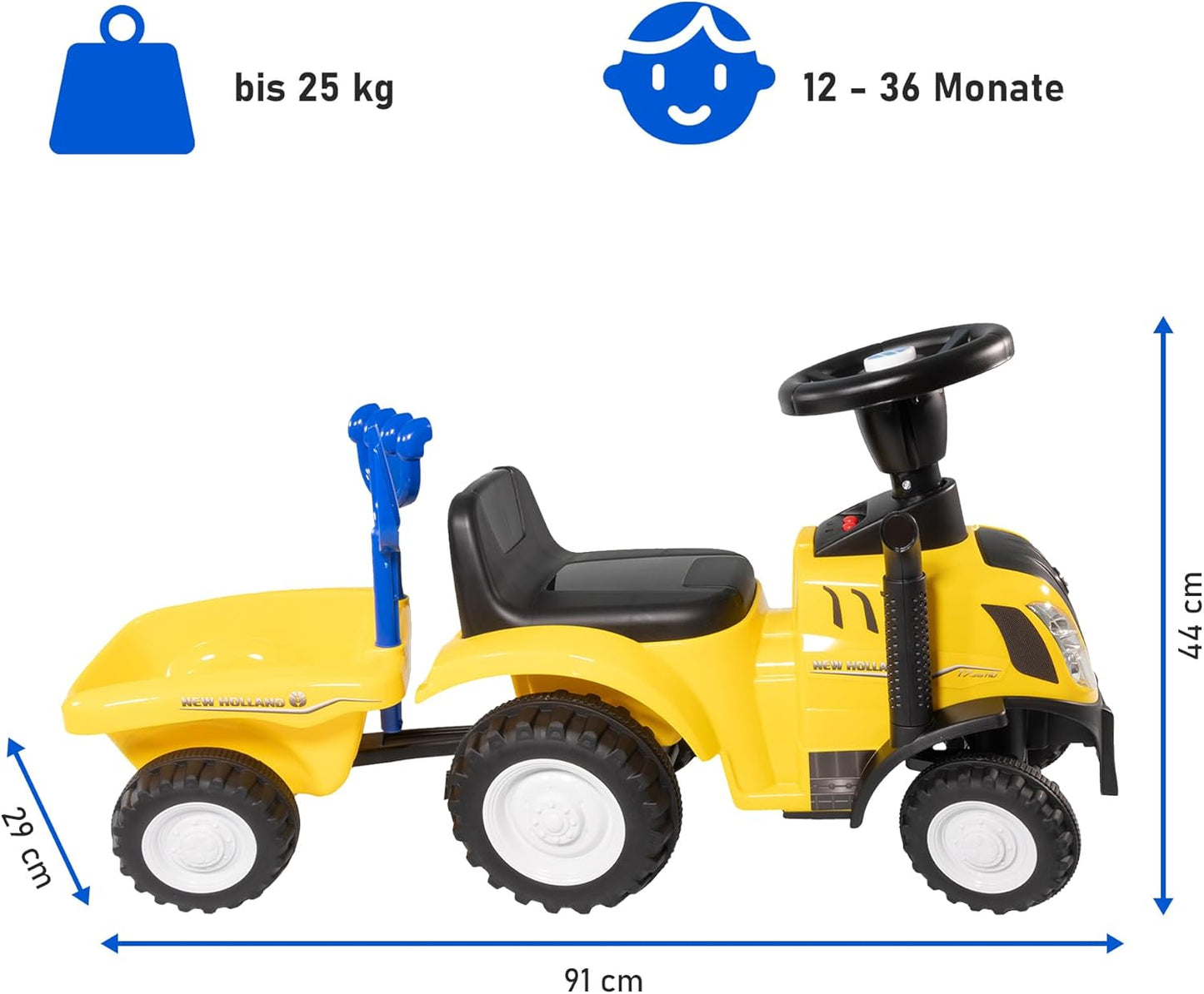Rutschauto Traktor mit Anhänger, Gelb