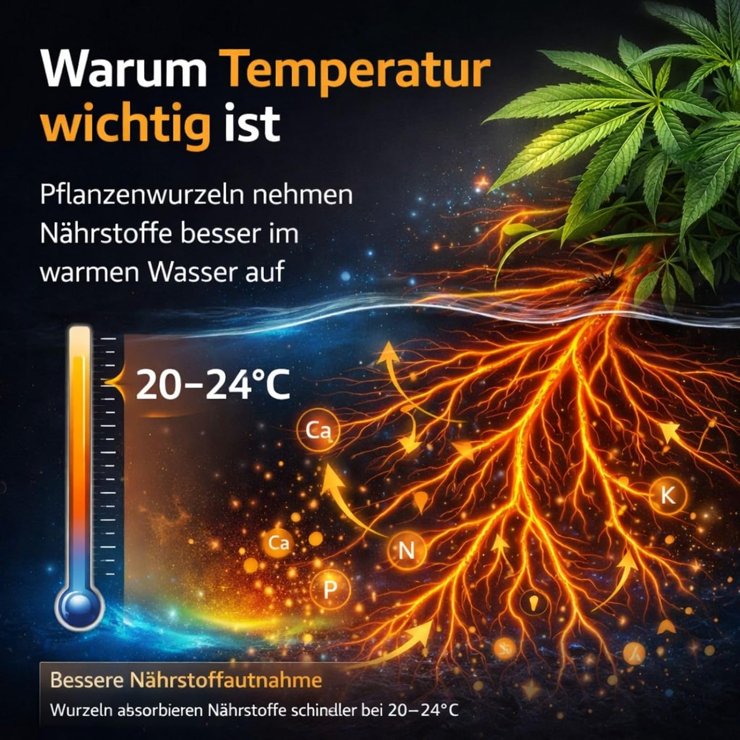 Regelbarer Heizstab für Grow-Boxen, 200 Watt