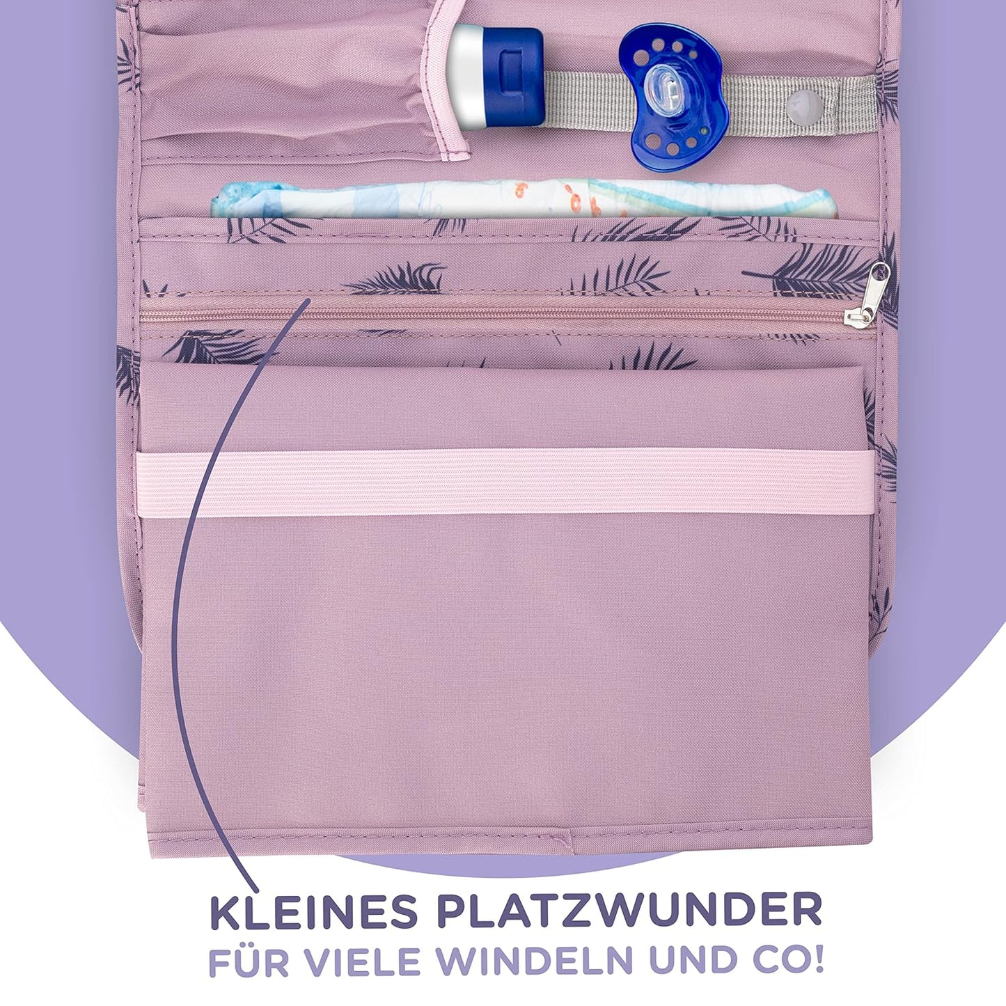 Windeltasche mit Wickelunterlage für unterwegs, Lila