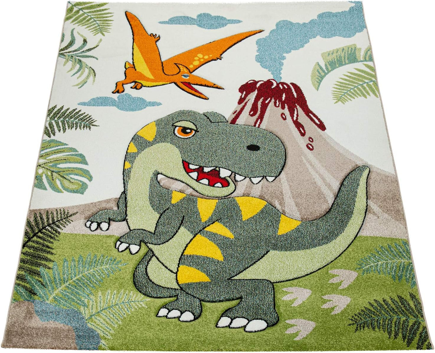 Kinderzimmer-Kurzflorteppich mit Dinosaurier-Motiv, 80 x 150 cm (Läufer)