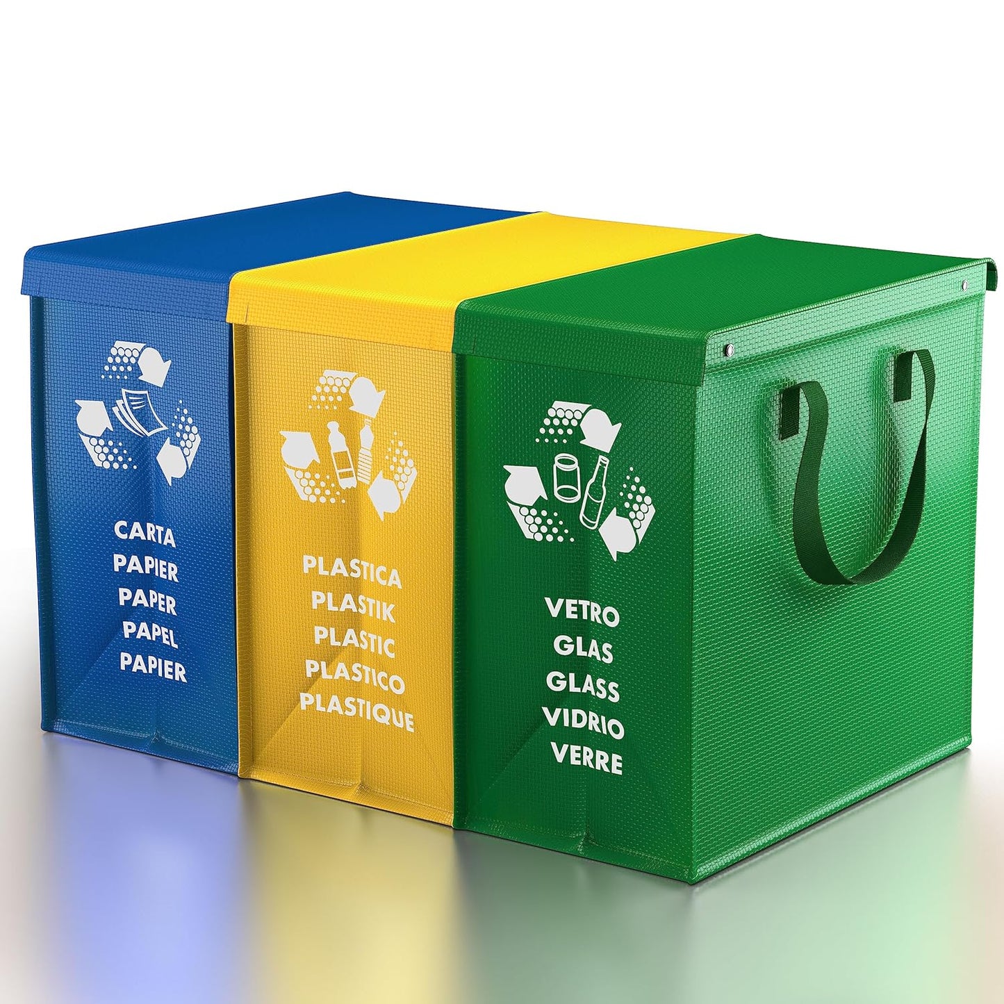 Mülltrennsystem mit 3 Fächern für Recycling, Color Edition Medio + Deckel