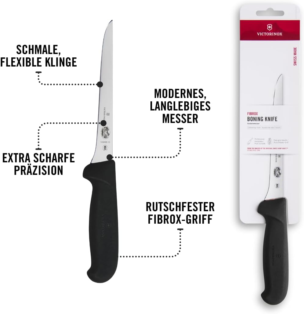 Fibrox Ausbeinmesser, Schwarz Steife Klinge
