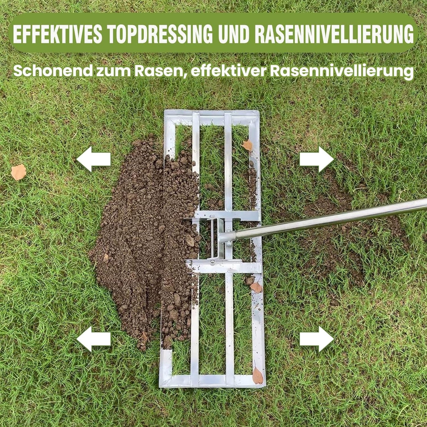 Rasenrakel mit verstellbarem Stiel, 2.15m, 25x72cm