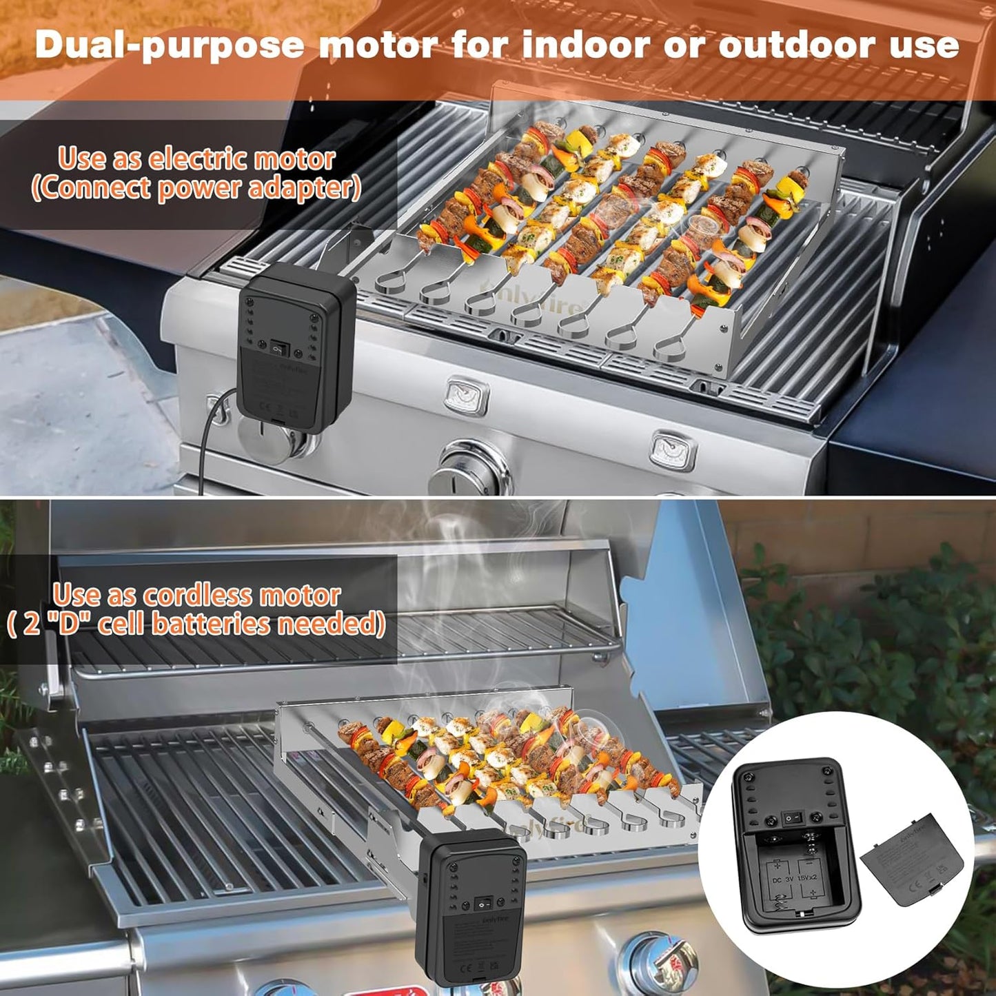 Rotisserie Spiessdreher mit 7 Spiessen und Motor