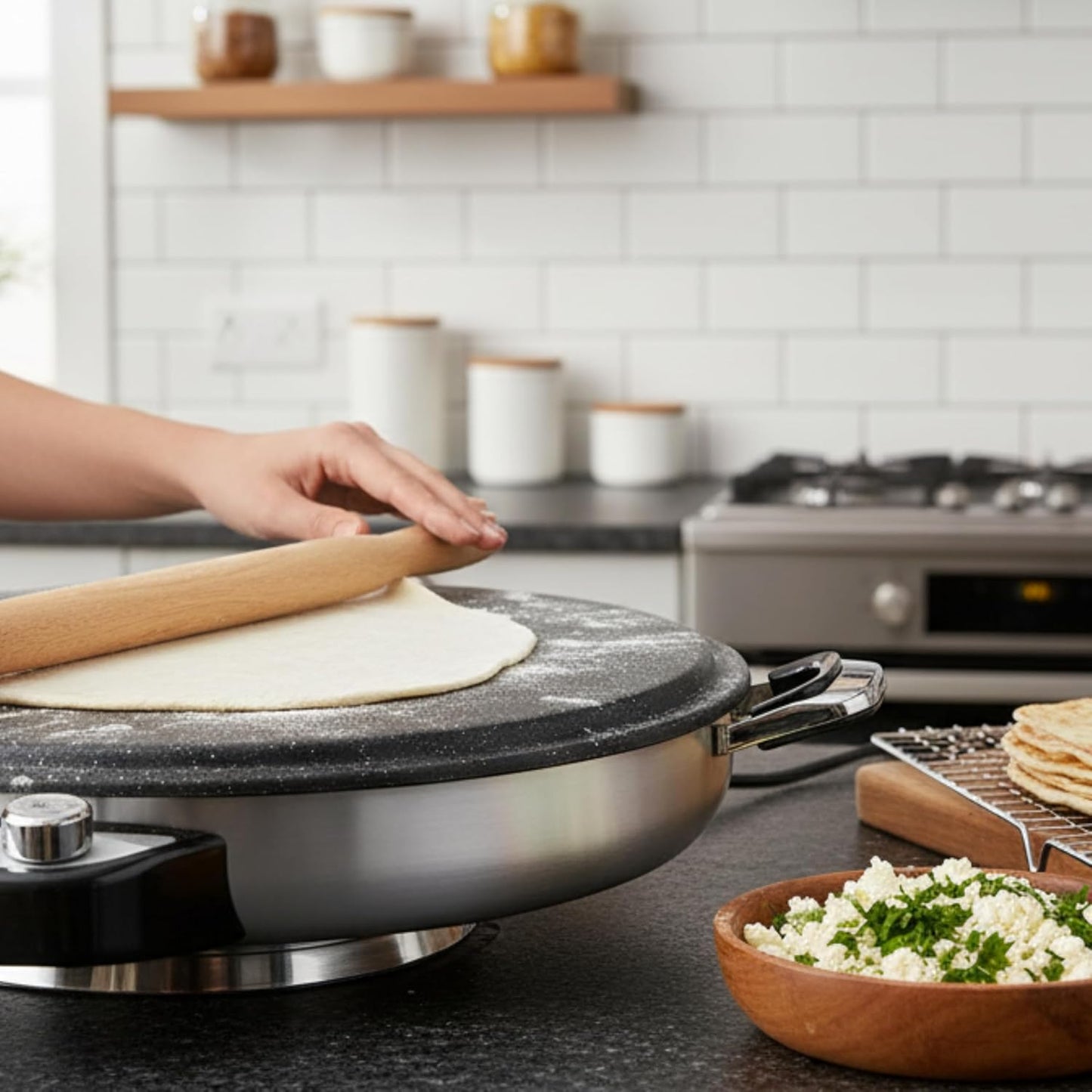 Crêpes-Maker HR-002 mit Temperaturregler, Granit