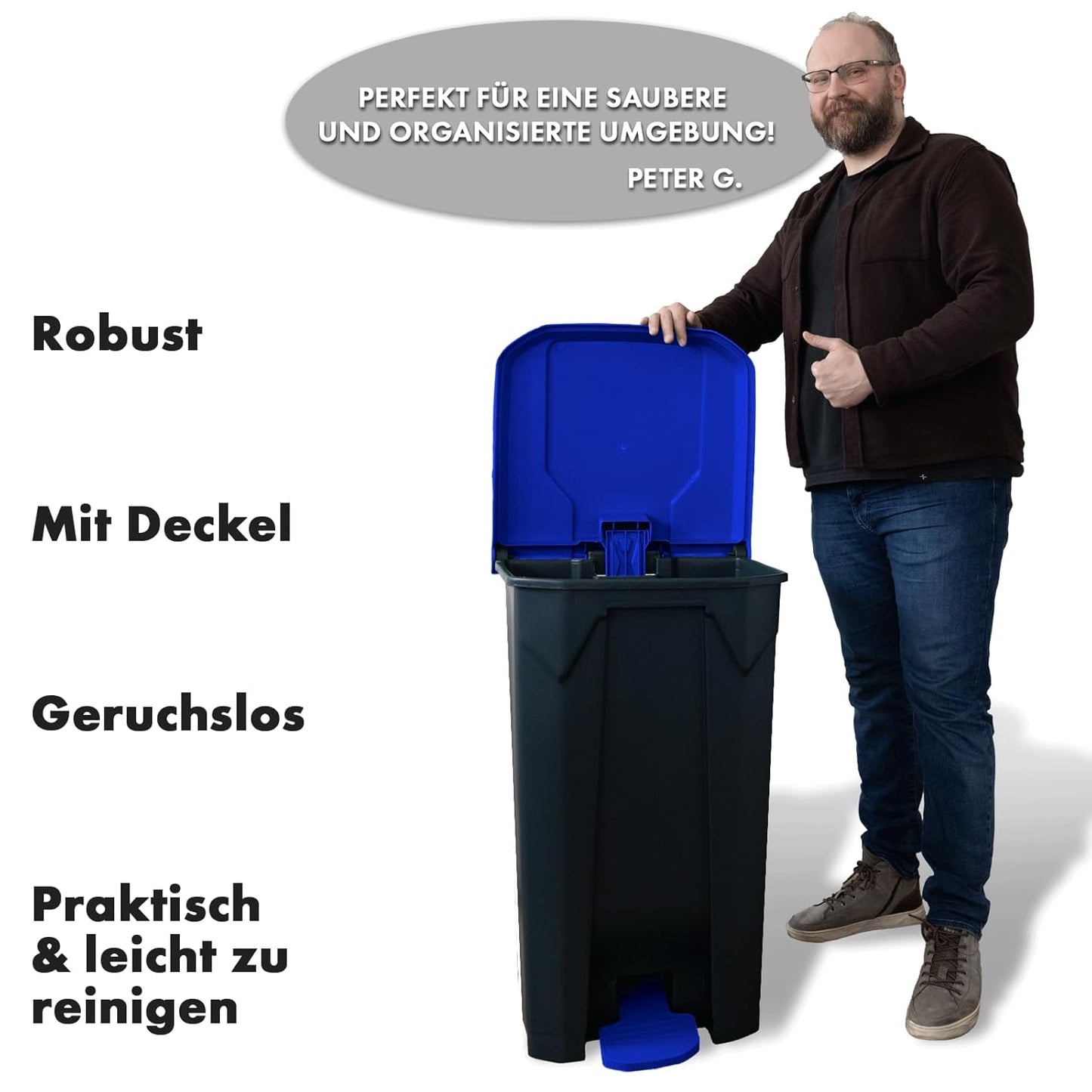 Tretmülleimer 100 Liter, 100 Liter Blau