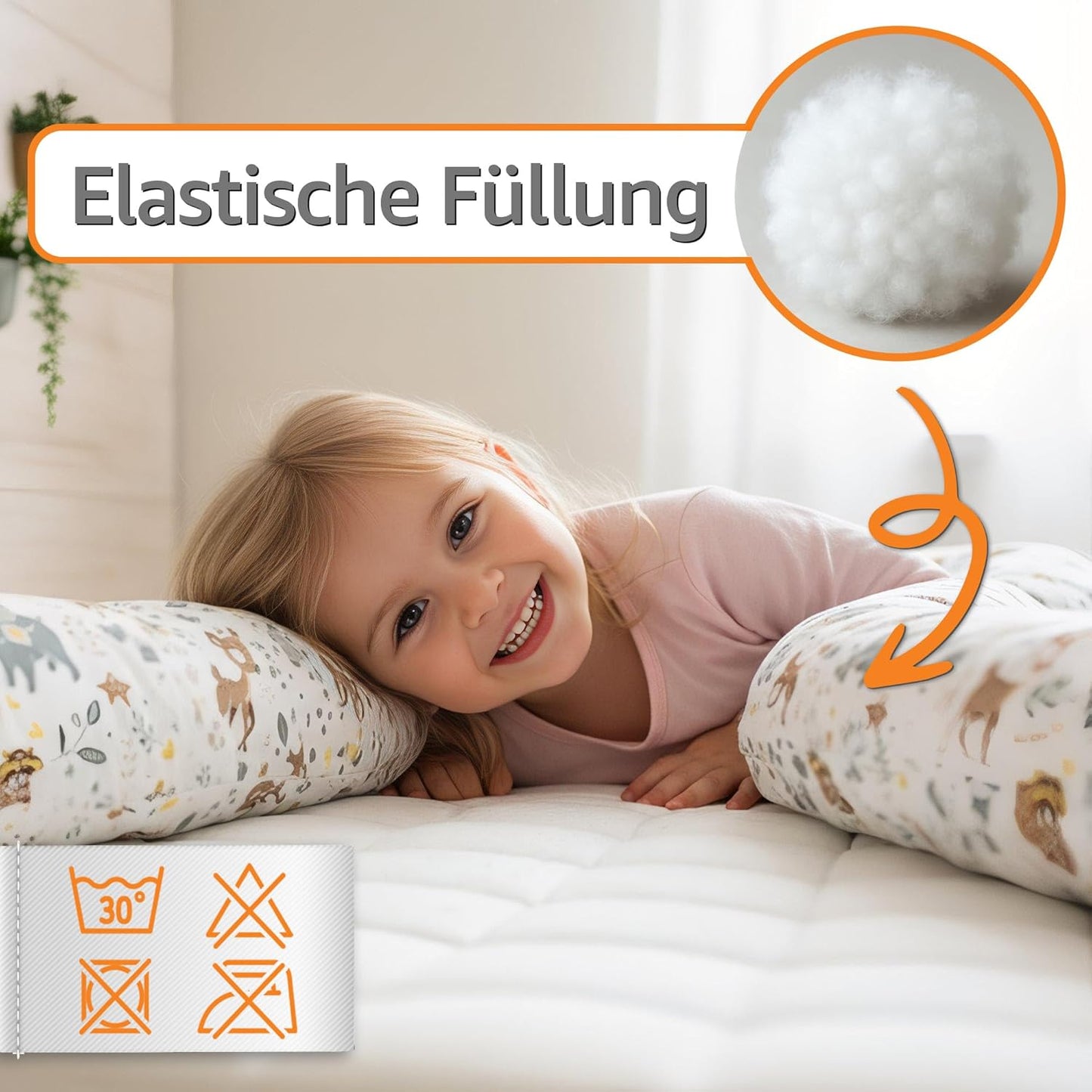 Bettschlange mit waschbarem Bezug, Kaninchen 150 cm