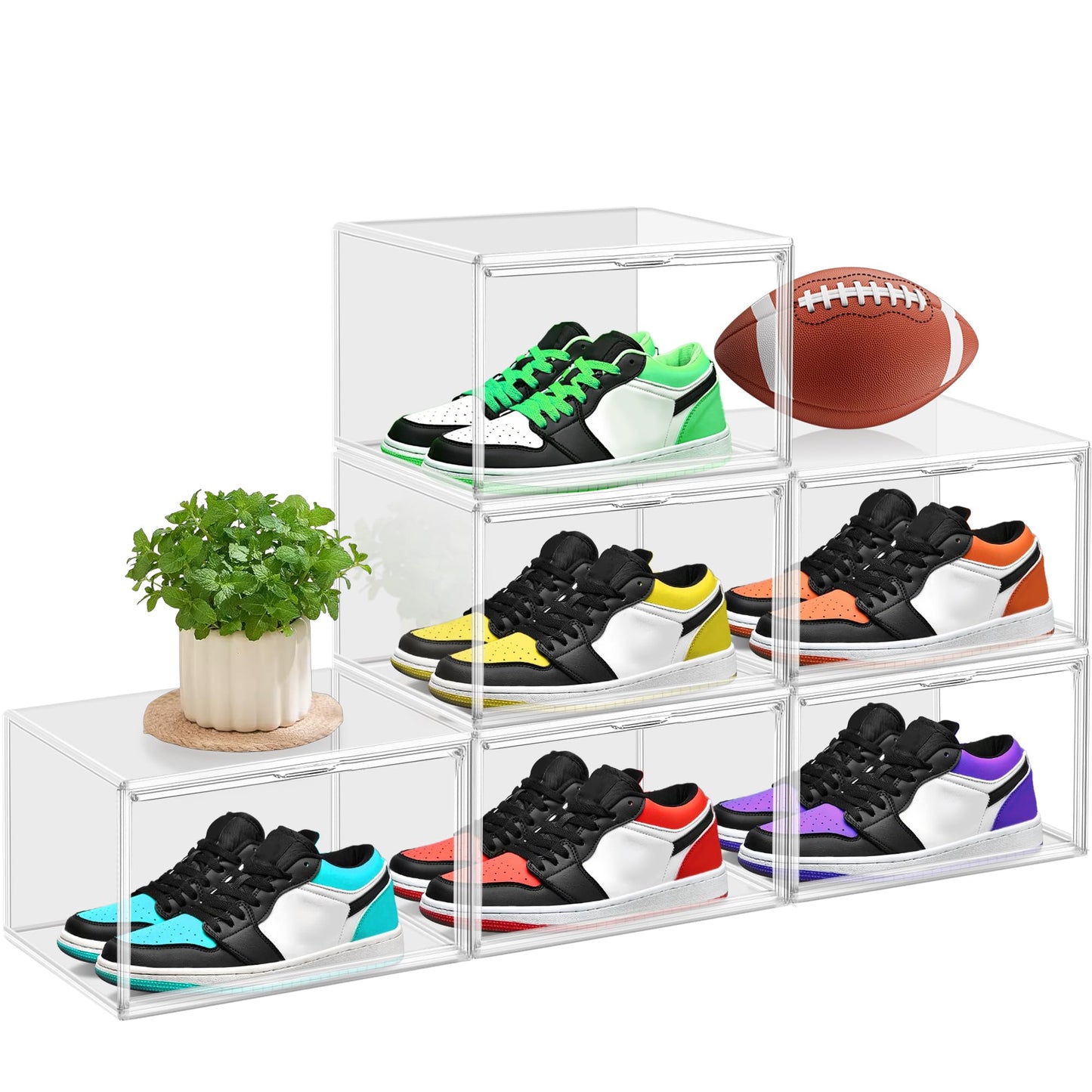 Stapelbare Schuh-Aufbewahrungsboxen (8er-Set), Grosse 8 Stück Harter Kunststoff (Seitentüröffnung)