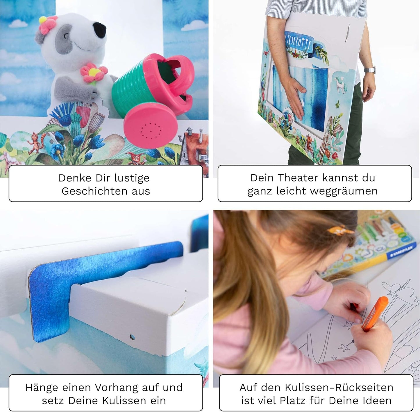 Puppentheater aus Pappe zum Gestalten, Weiss Zum Bemalen und Bekleben