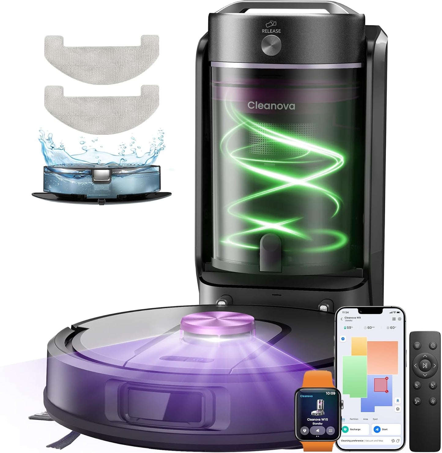 Saug-Wischroboter W15, L Schwarz