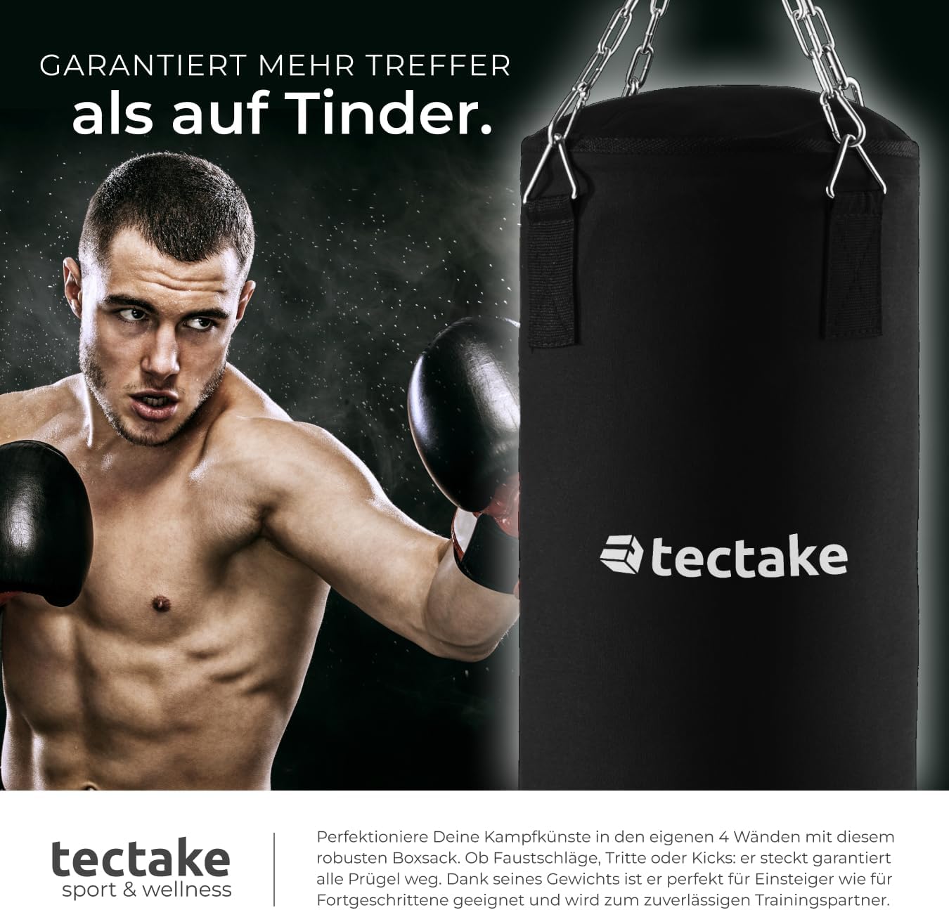 Boxsack mit Halterung und Stahlkette (25 kg)