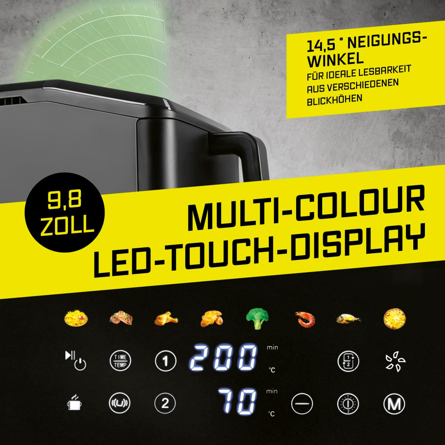 Doppelkammer-Heissluftfritteuse mit LED-Touchdisplay, 10 Liter (2x 5L)