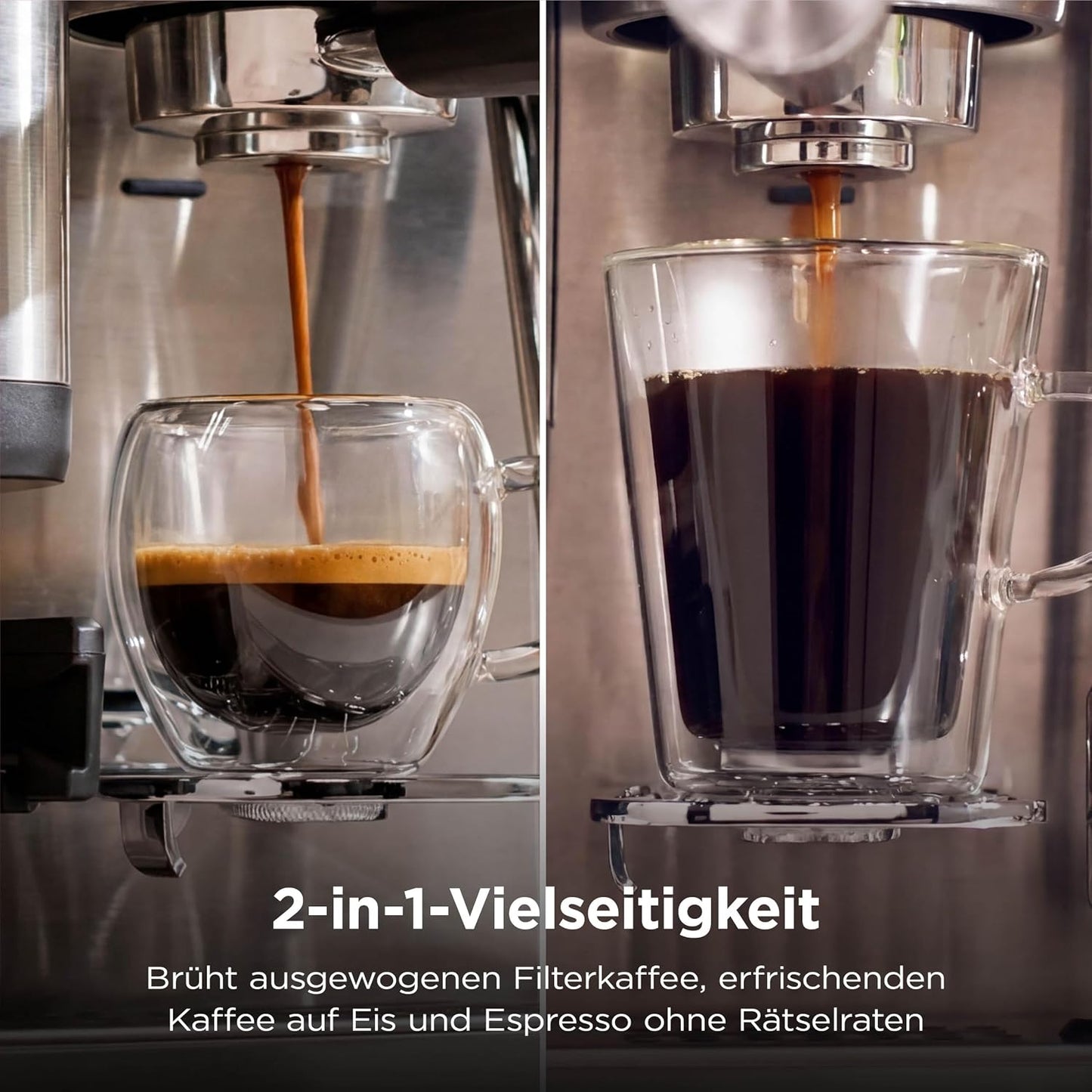 Luxe Café Mini 2-in-1-Espresso- und Filterkaffeevollautomat ES351EU, 350g Abnehmbarer Bohnenbehälter