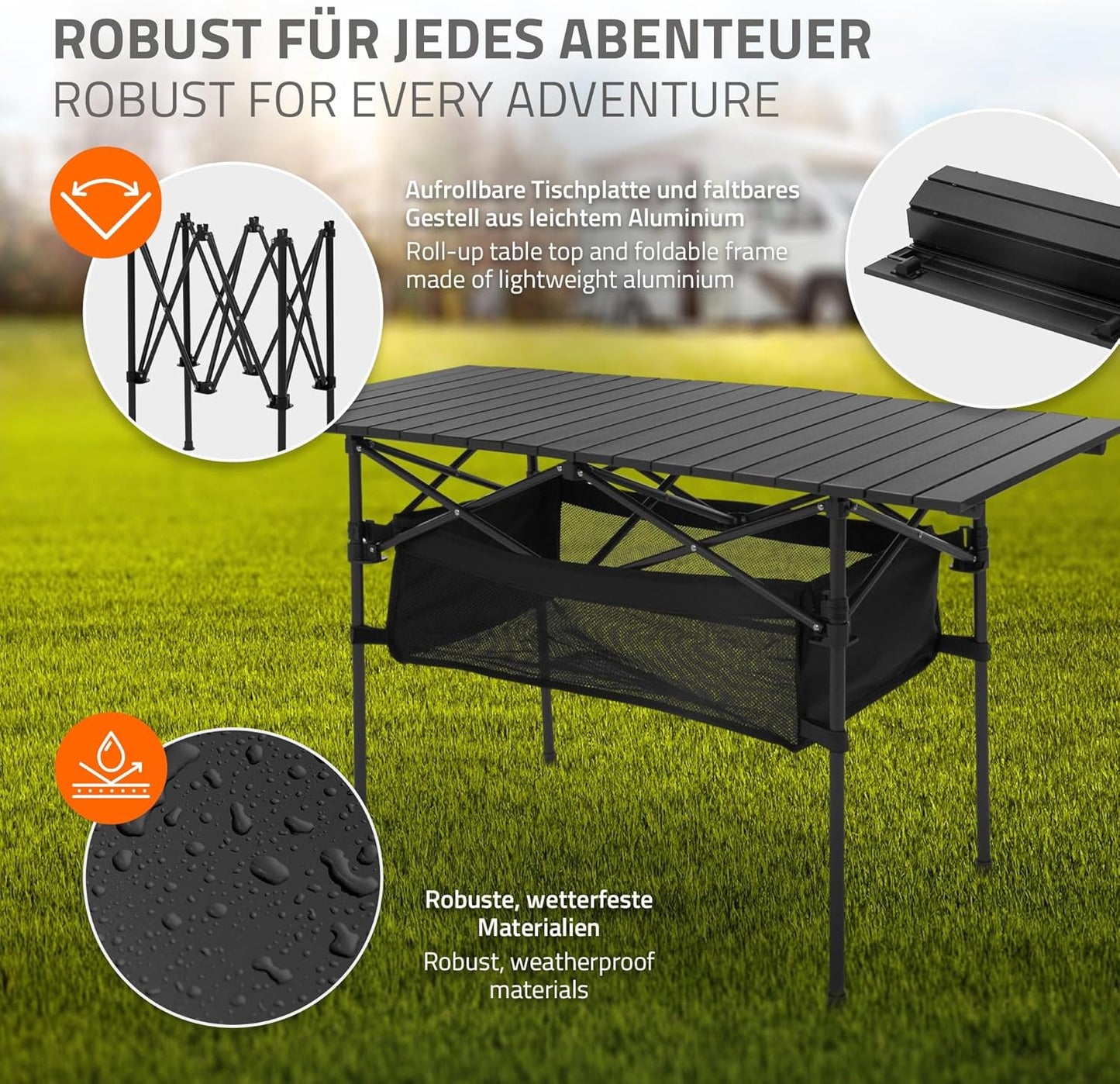 3-teiliges Campingmöbel-Set faltbar, mit Tragetasche, Campingtisch Schwarz 2x Campingstuhl Blau