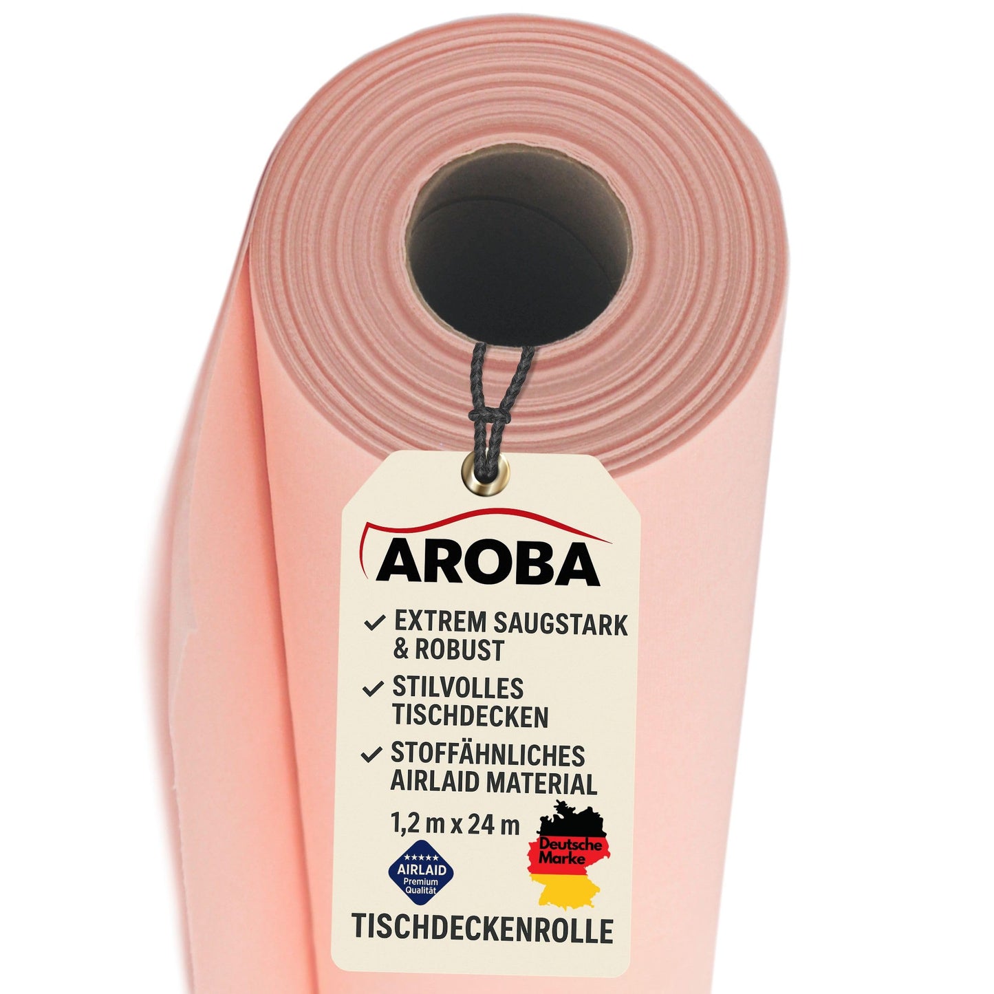 Airlaid Tischdeckenrolle 1,2 m x 24 m, 2400 cm (Rund) Rosa