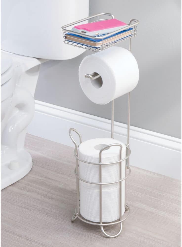 Toilettenpapierhalter mit Regal, Mattsilberfarben