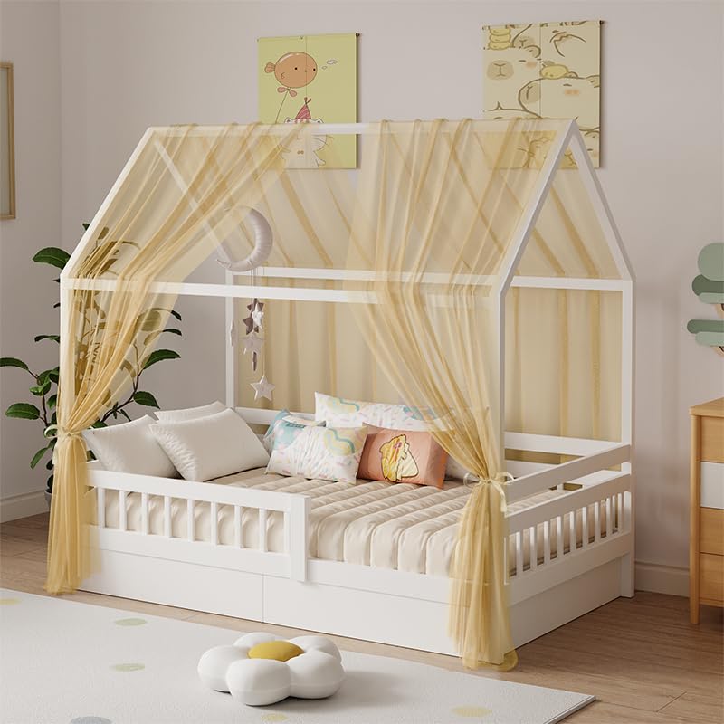 2-teiliges Betthimmel-Set für Hausbett, H350 x B150 cm (2er Pack) Khaki