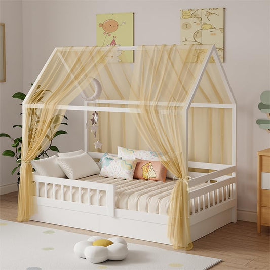 2-teiliges Betthimmel-Set für Hausbett, H350 x B150 cm (2er Pack) Khaki