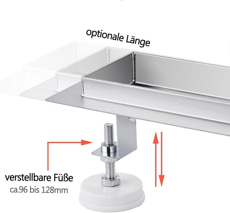 Duschrinne Komplettset mit Siphon und Haarsieb, 70 cm