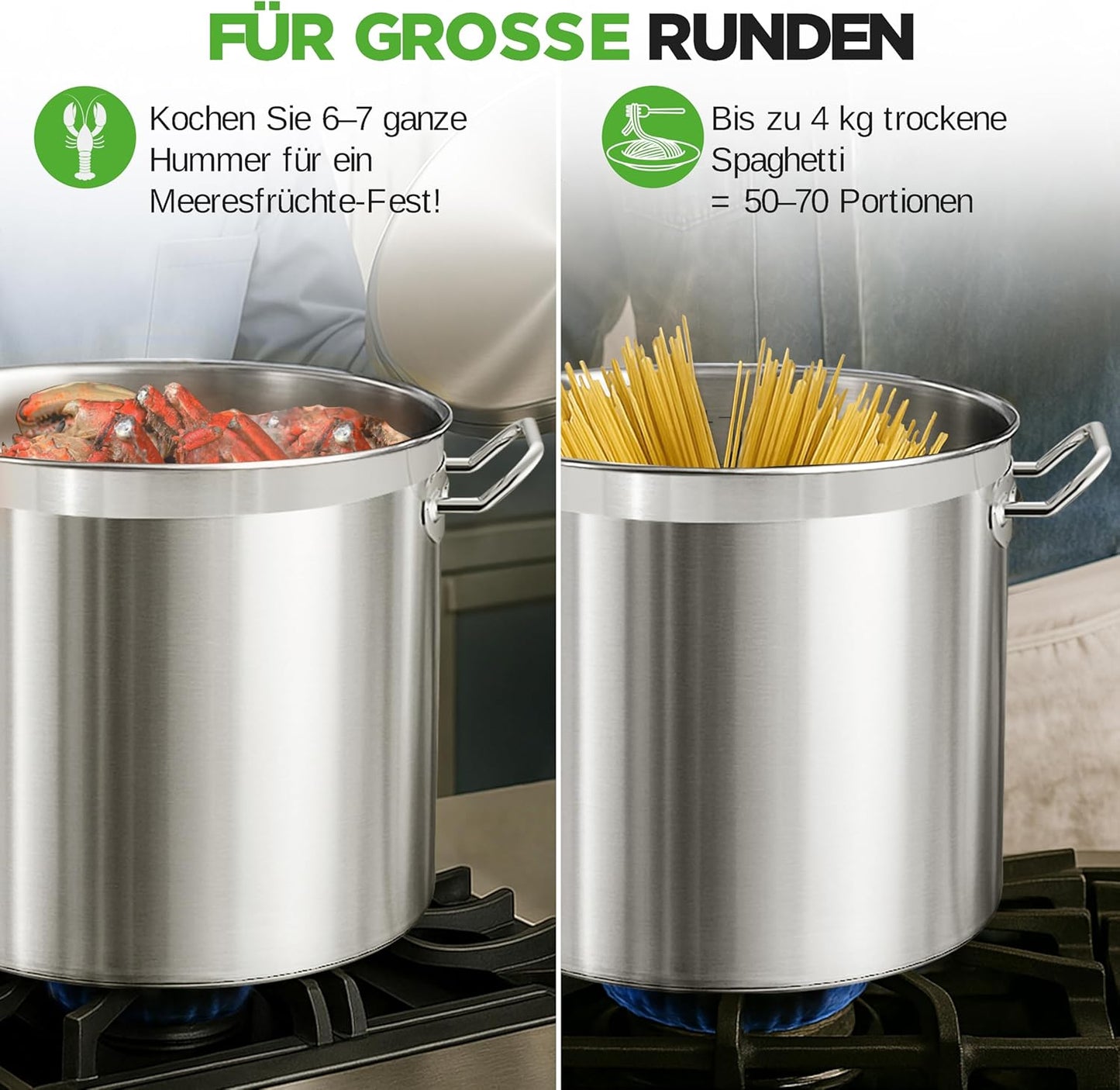 Suppentopf mit Deckel, 33 Liter