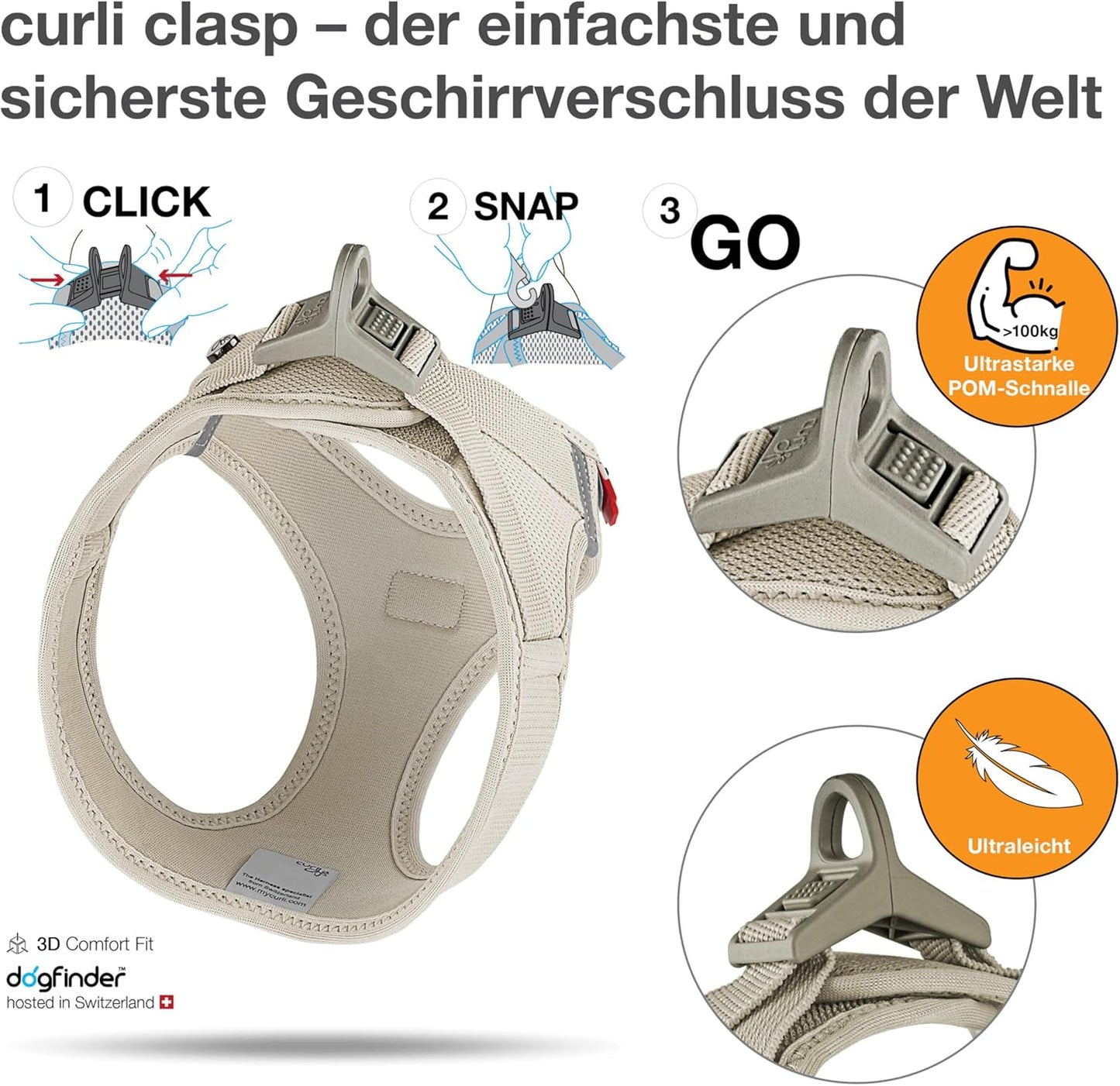 Brustgeschirr für Hunde, Light-Tan / 3XS / Einfarbig