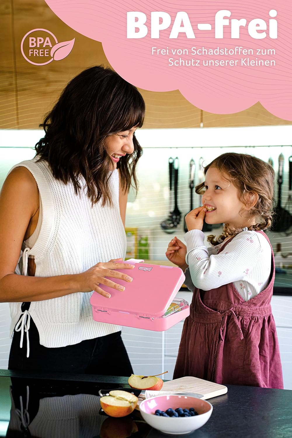 Auslaufsichere Bento Lunchbox mit Trennfächern Toni, Rosa