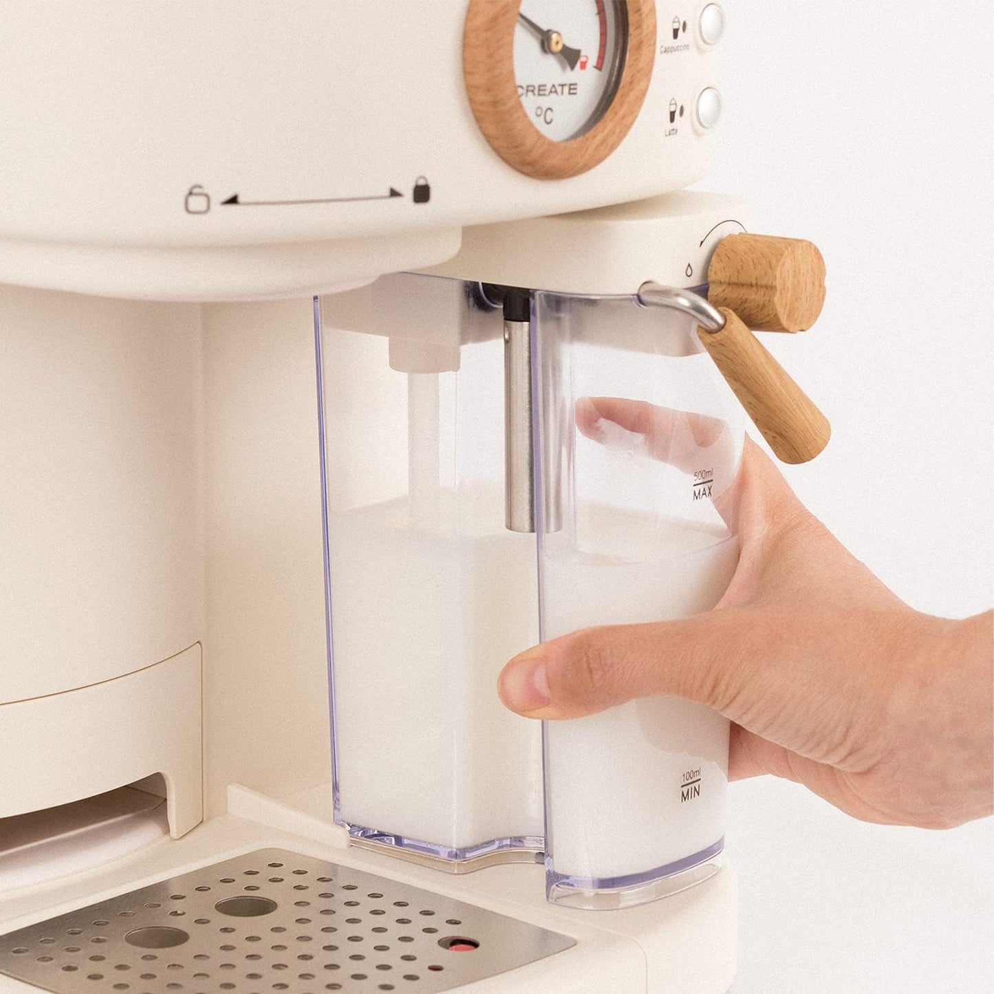 Thera Retro Pro Halbautomatische Kaffeemaschine, Cremeweiss