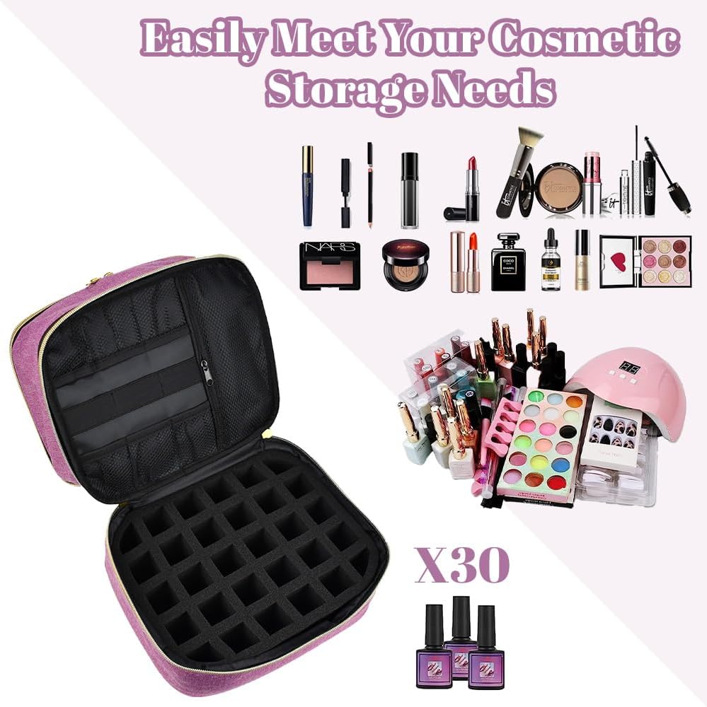 Nagellack Organizer Tasche für 30 Flaschen, Lila
