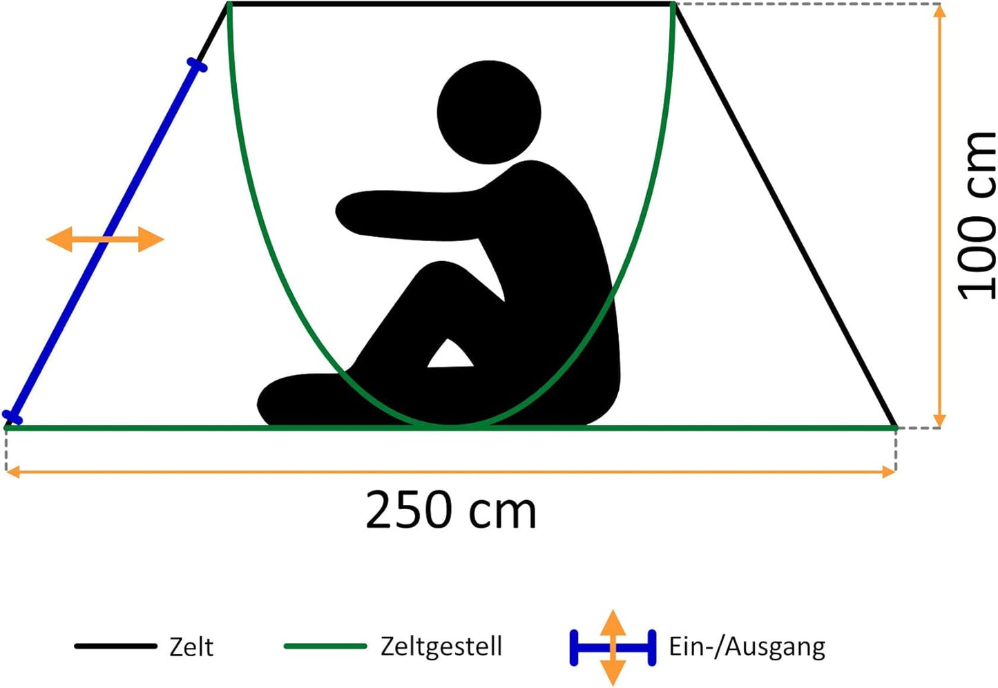 Wurfzelt Quiki für 2 Personen, Blau/Creme