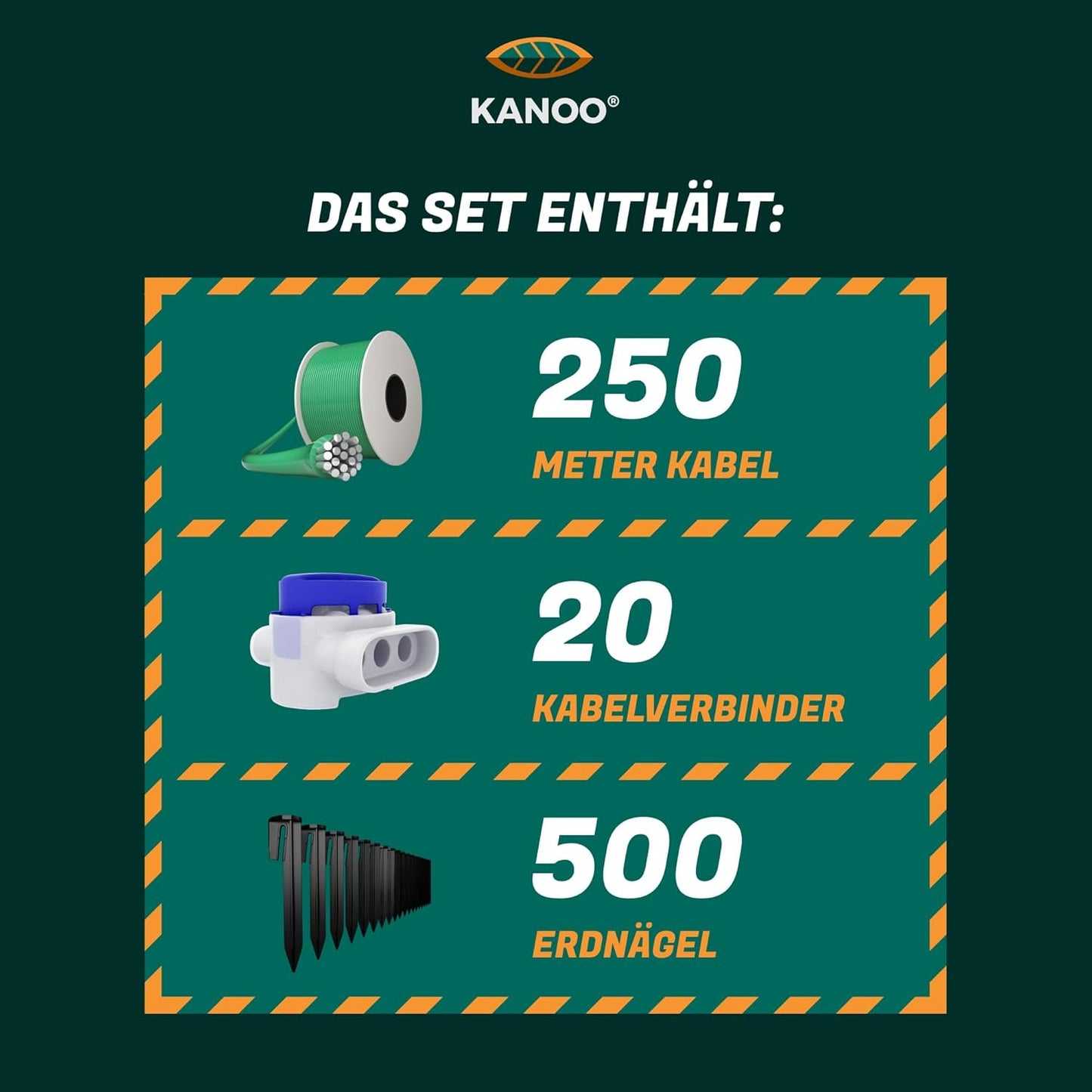 IUBDM_101 Installationsset für Mähroboter, 250m Kabel + 500 Erdnägel + 20 Kabelverbinder