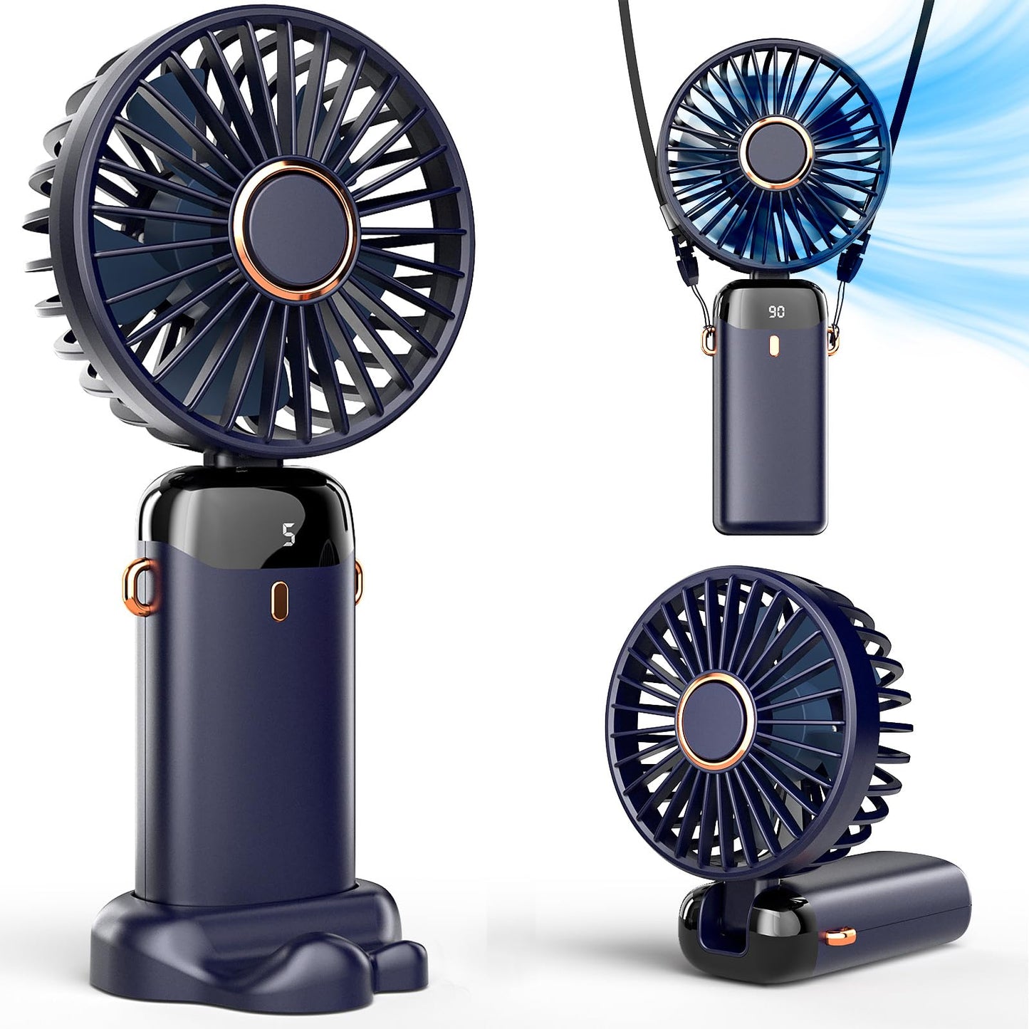 Tragbarer Mini-Handventilator USB, Navy Blau