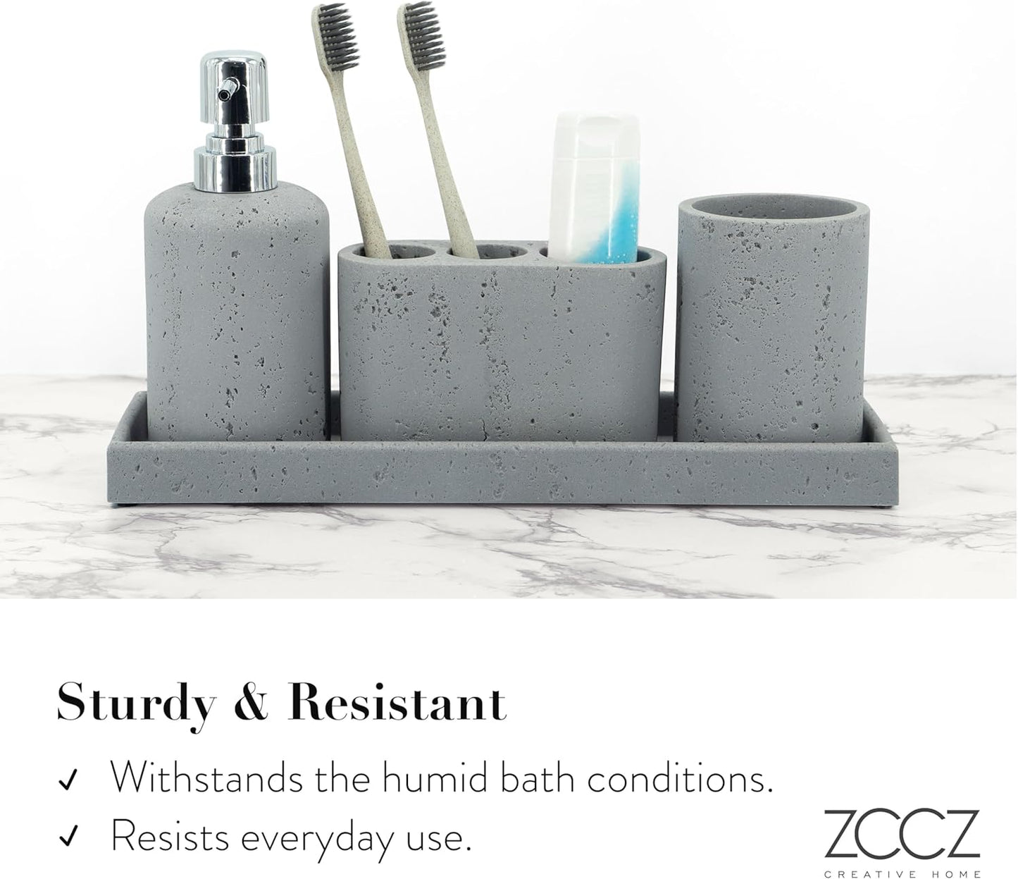 Badezimmer-Zubehör-Set (4-teilig) mit Seifenspender, Grau 4pcs