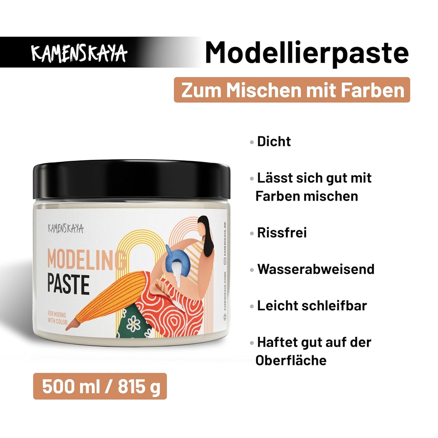 Strukturpaste für Acrylmalerei, Fein Elfenbein 500 ml