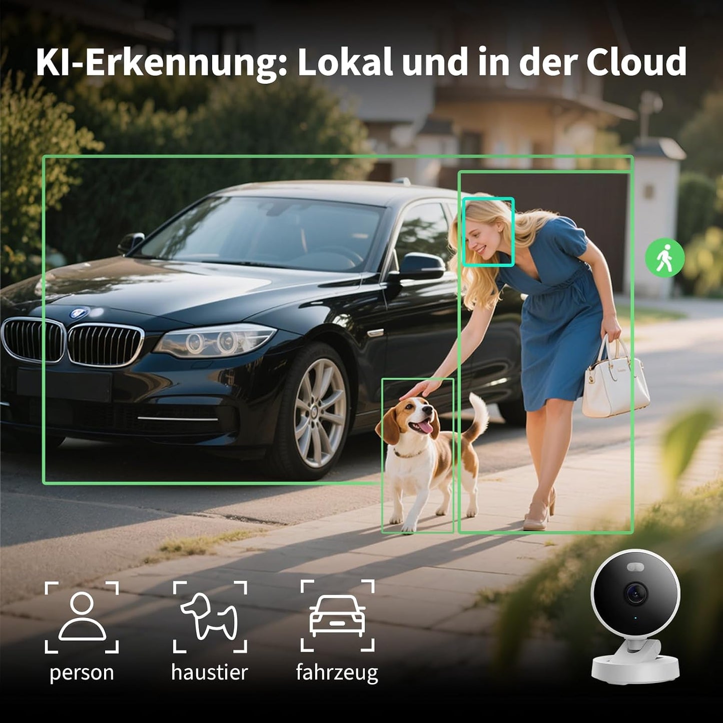 G100 2K Überwachungskamera mit KI-Erkennung, Schwarz