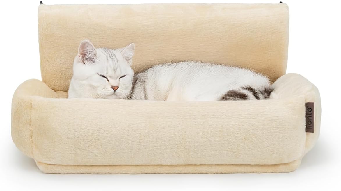 Katzenheizungsliege mit Plüschbezug, Beige
