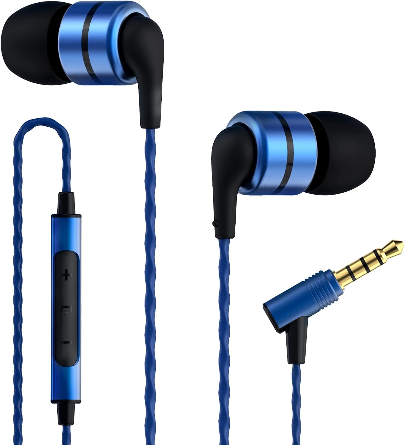 E80C In-Ear Kopfhörer mit Mikrofon und Geräuschisolierung, Blau