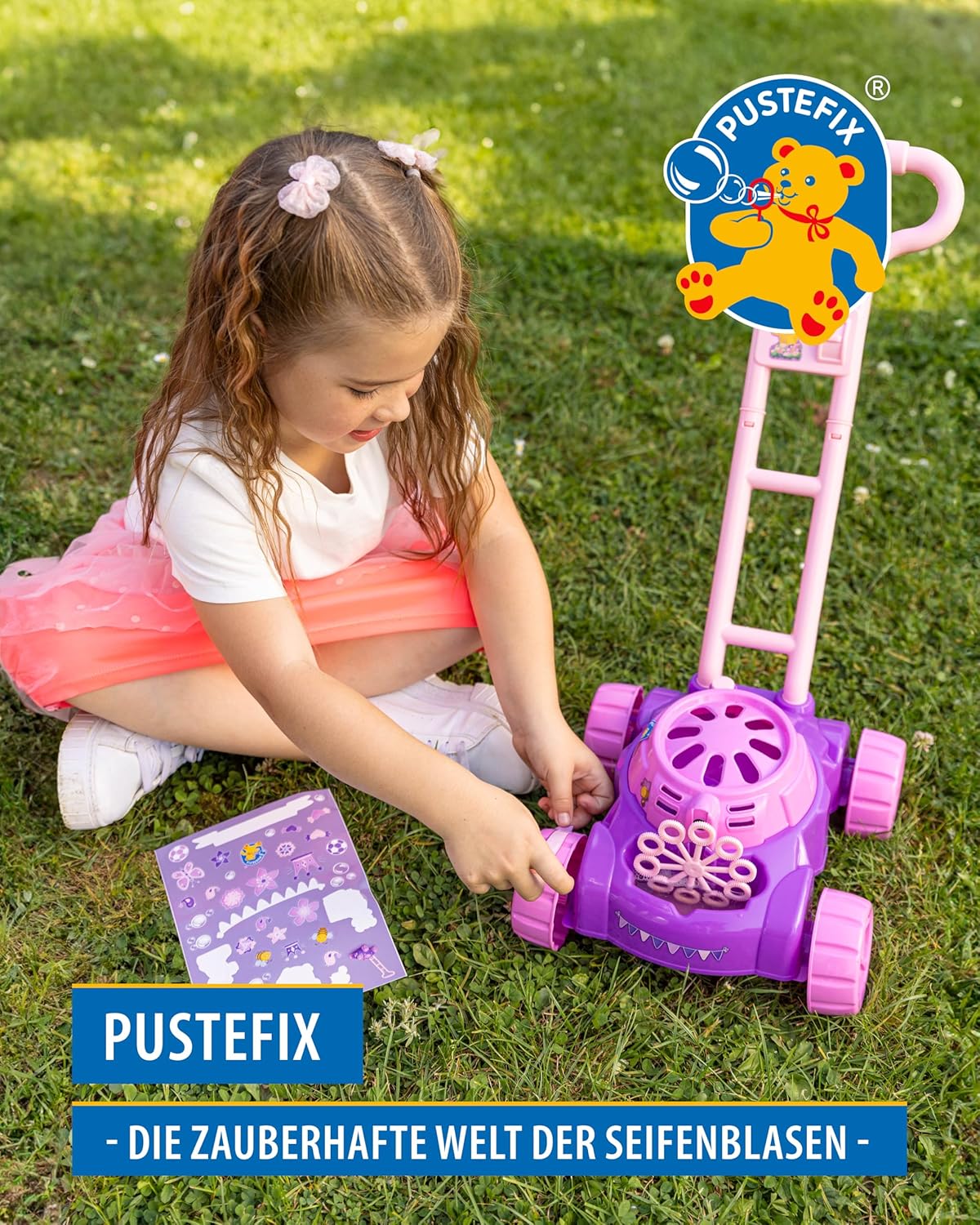 Bubble-Mower Rasenmäher mit Seifenblasen-Set, PUSTEFIX Bubble Mower + 5L Nachfüllkanister