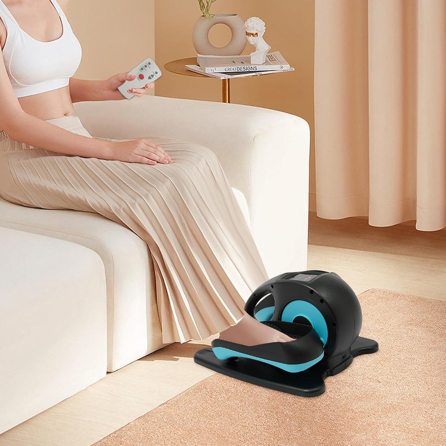 Elliptische Maschine unter dem Schreibtisch, Blau/Orange