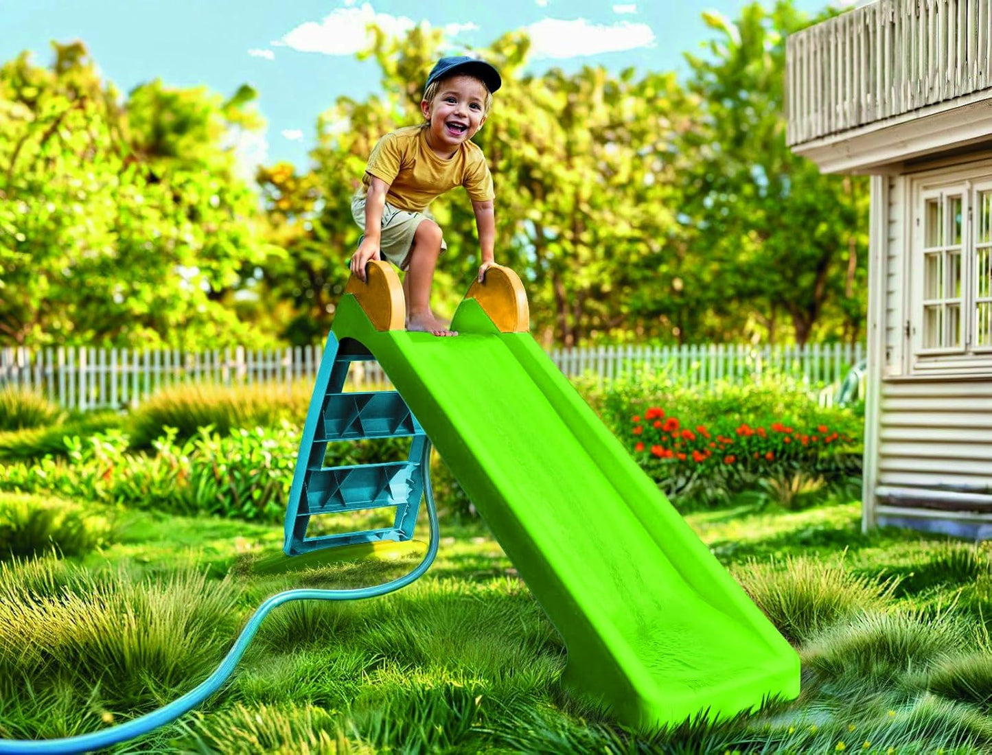 Kinderrutsche für Innen- und Aussenbereich, 72 cm Grün & Blau
