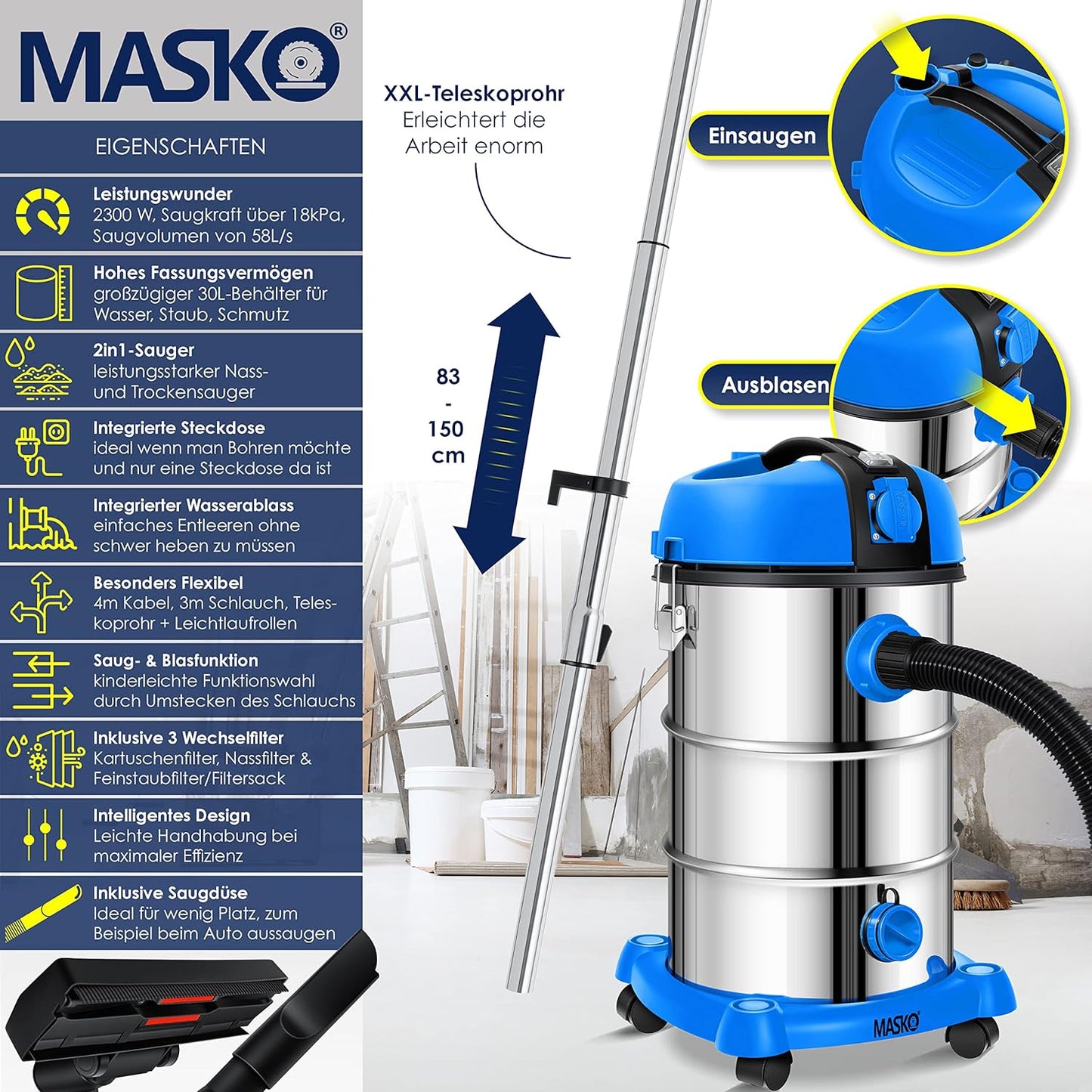 Industriestaubsauger, Blau