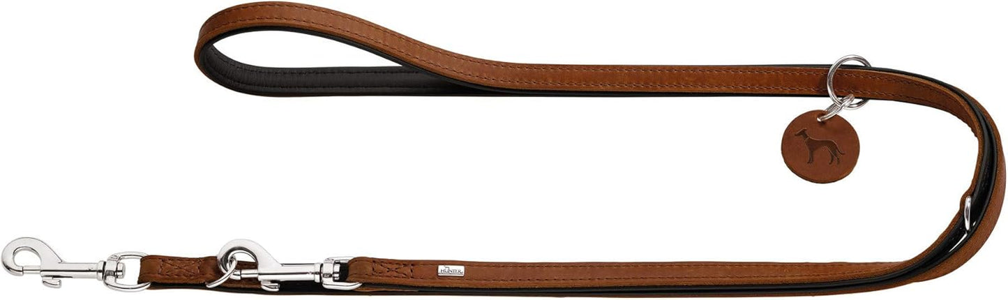 Comfort - Verstellbare Hundeführleine, 200 cm, cognac/schwarz, 20/200