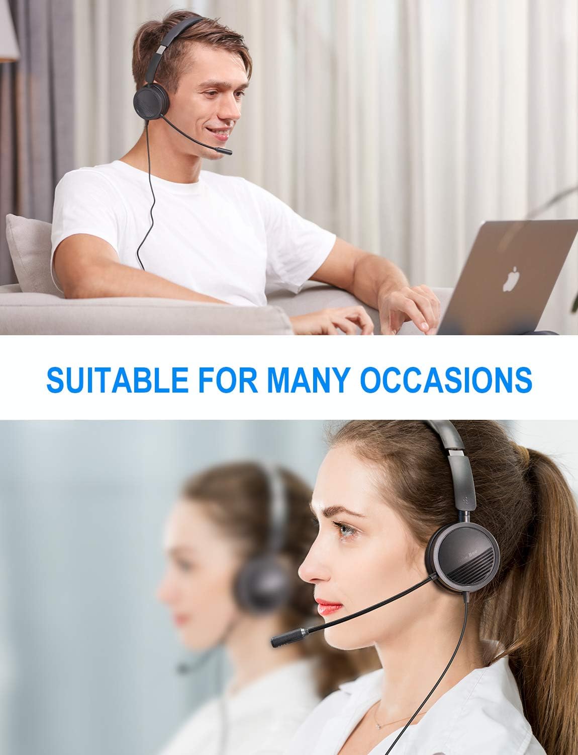 Headset mit Mikrofon und Noise Cancelling, 1 pack
