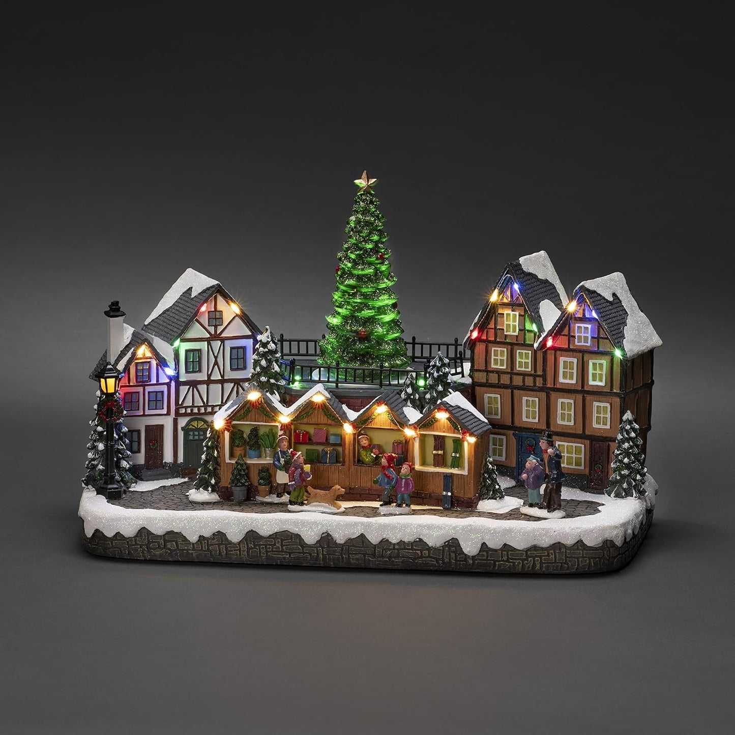 LED-Weihnachtsmarkt-Szenerie mit Musik, Village Market Scene|Bunt