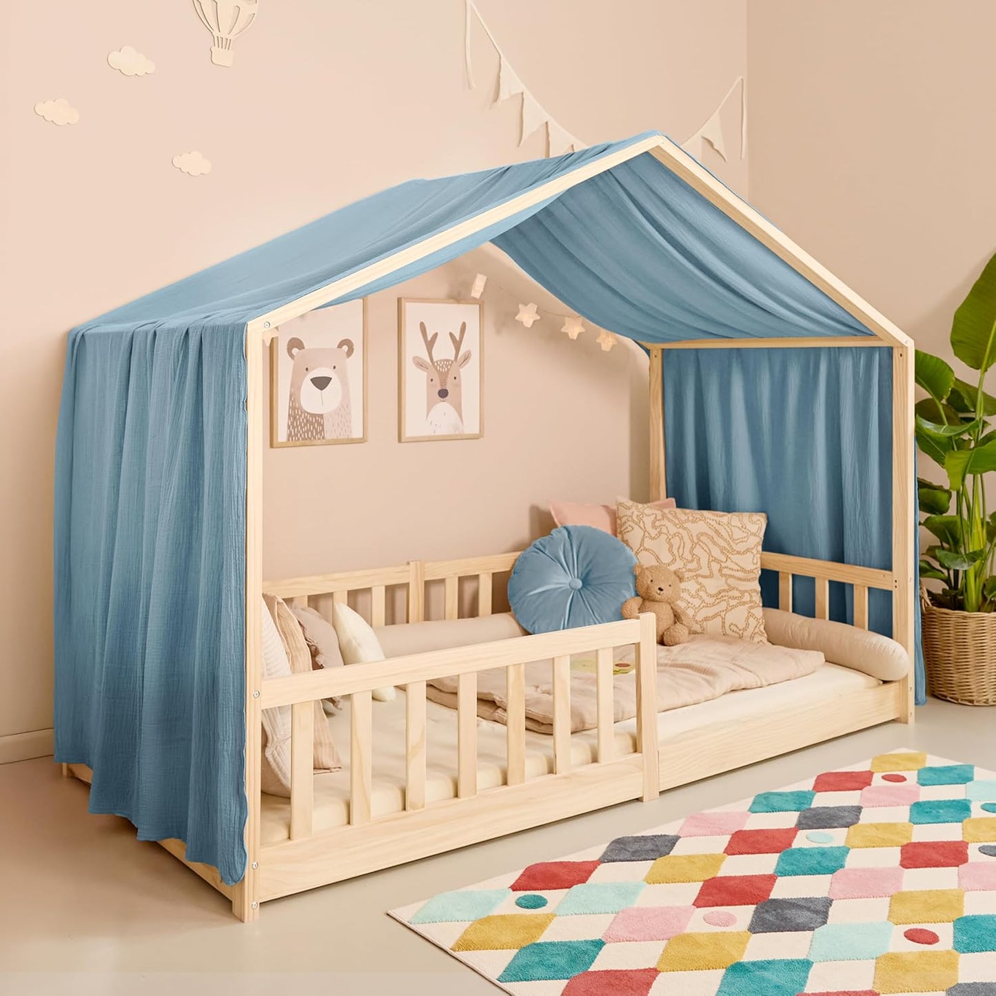 Hausbett-Himmel, Blau H420 x B135 cm (1er Pack)